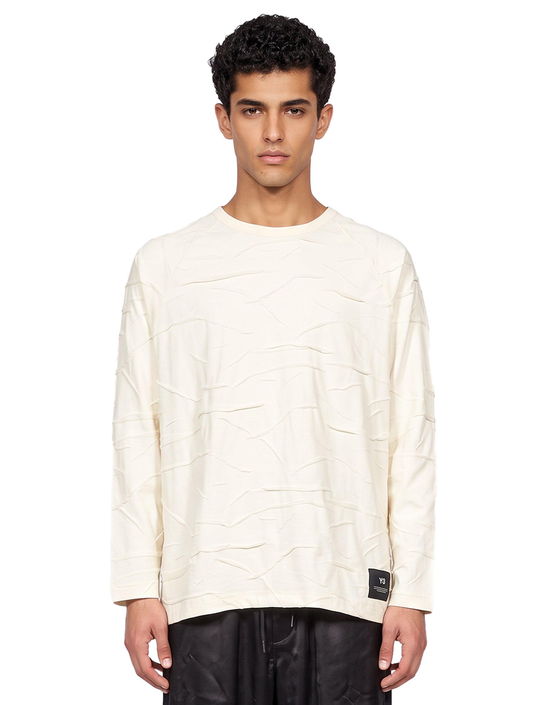 T-shirt oversize plissettata in bianco 