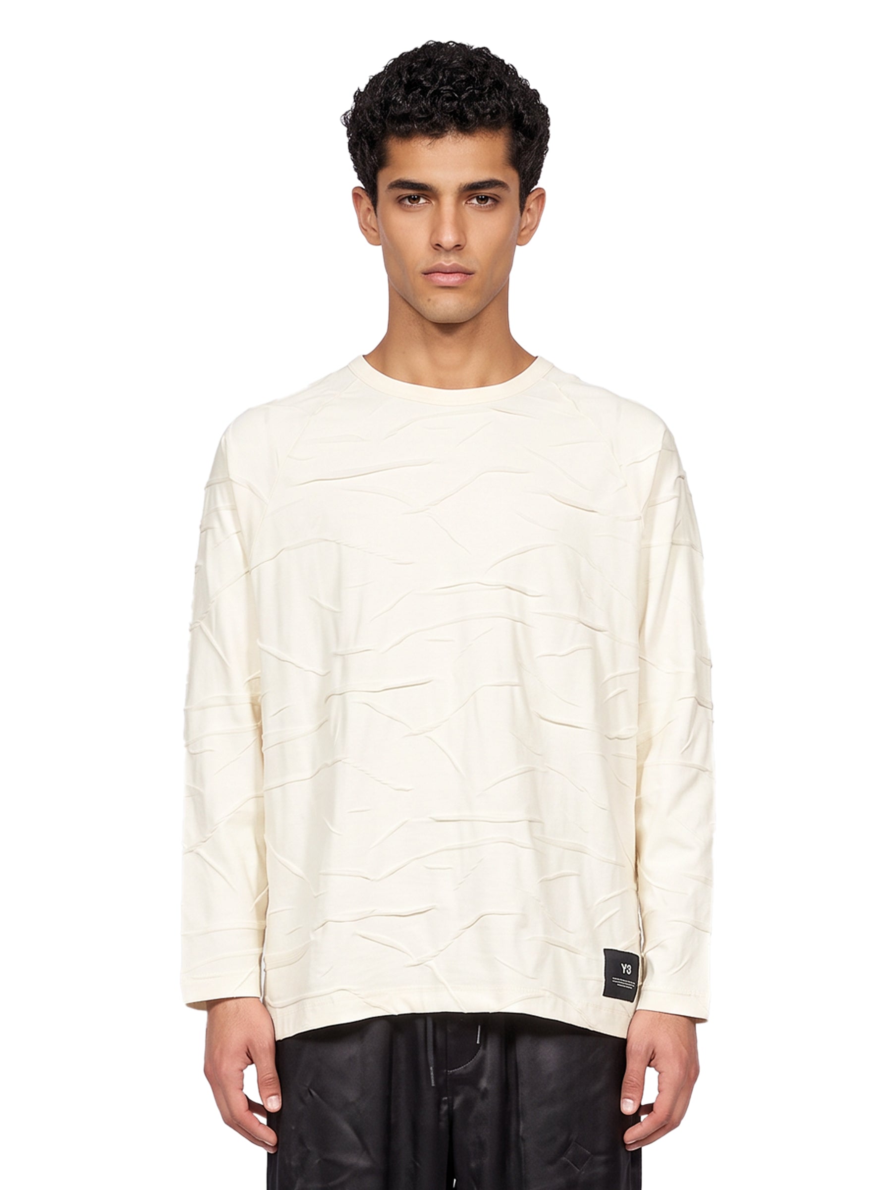 T-shirt oversize plissettata in bianco 