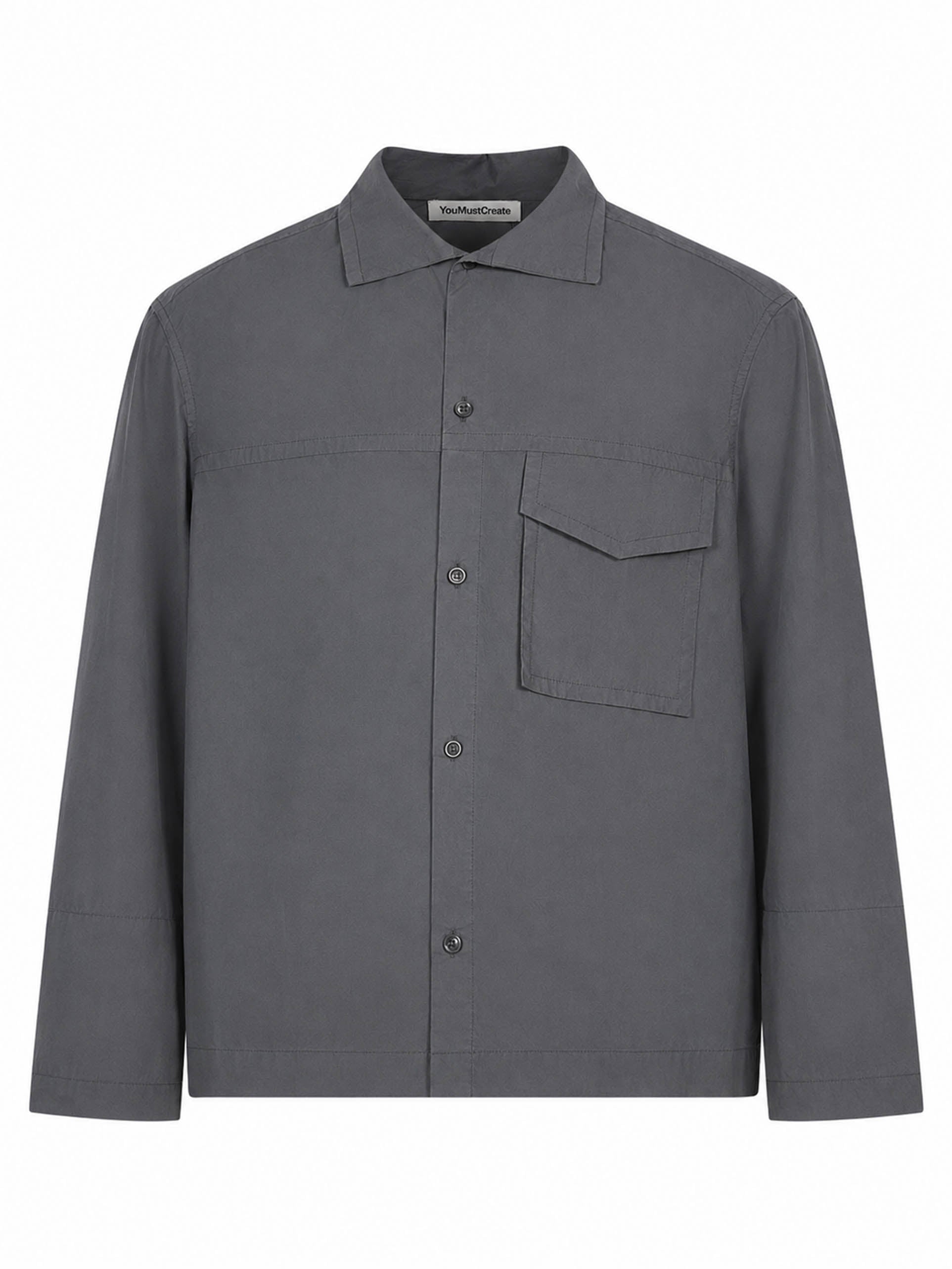 Camicia a maniche lunghe con taschino cruiser  in grigio 