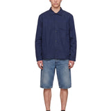 Camicia a maniche lunghe con taschino cruiser  in blu 