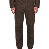 Pantalone cuciture a contrasto in marrone 