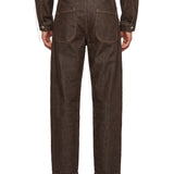 Pantalone cuciture a contrasto in marrone 