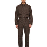 Pantalone cuciture a contrasto in marrone 