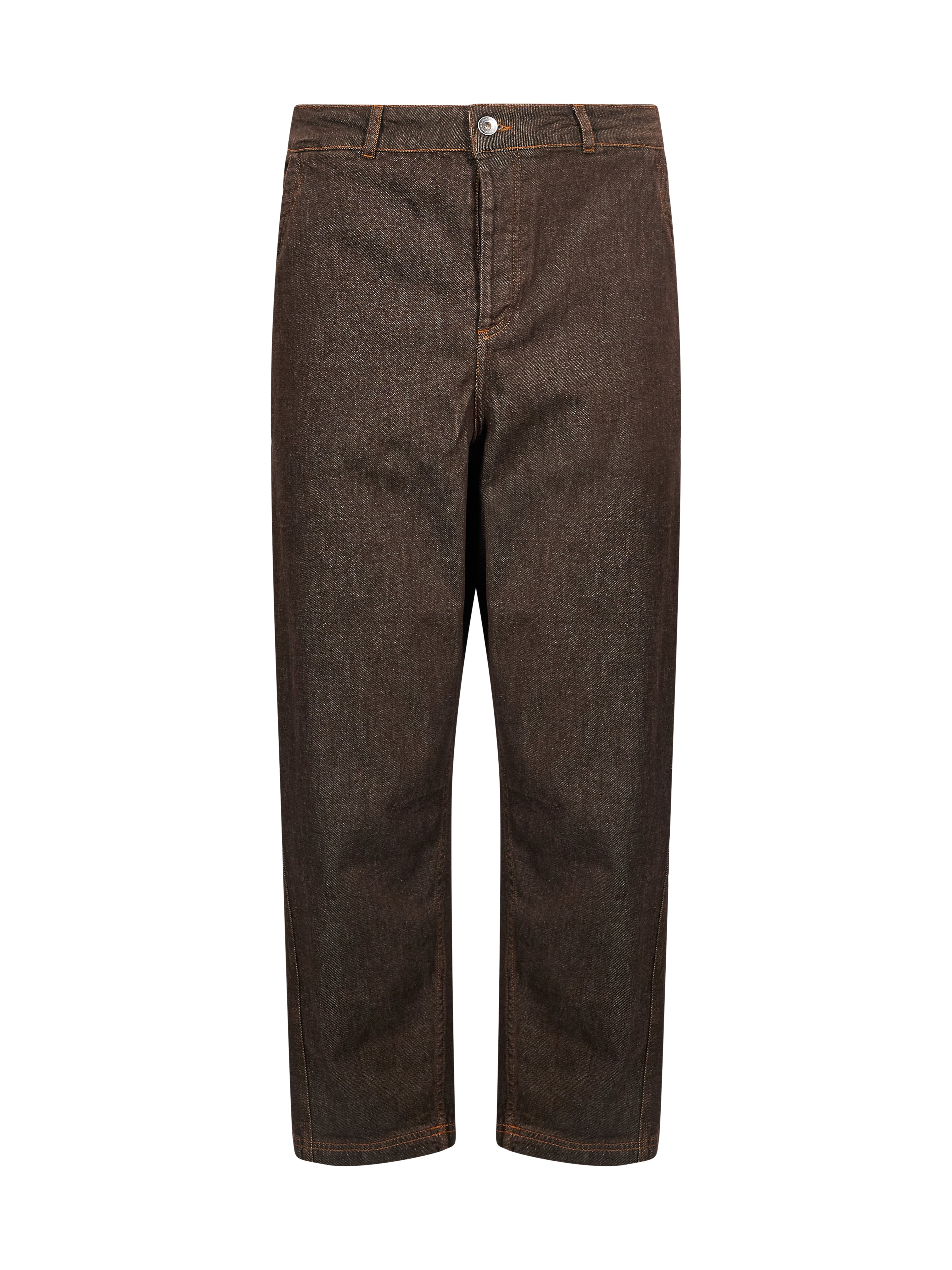 Pantalone cuciture a contrasto in marrone 