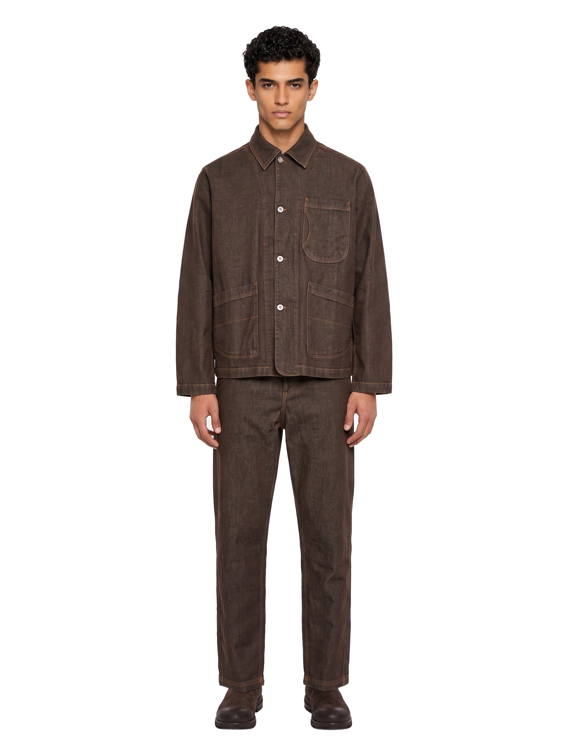 Giacca camicia in marrone 