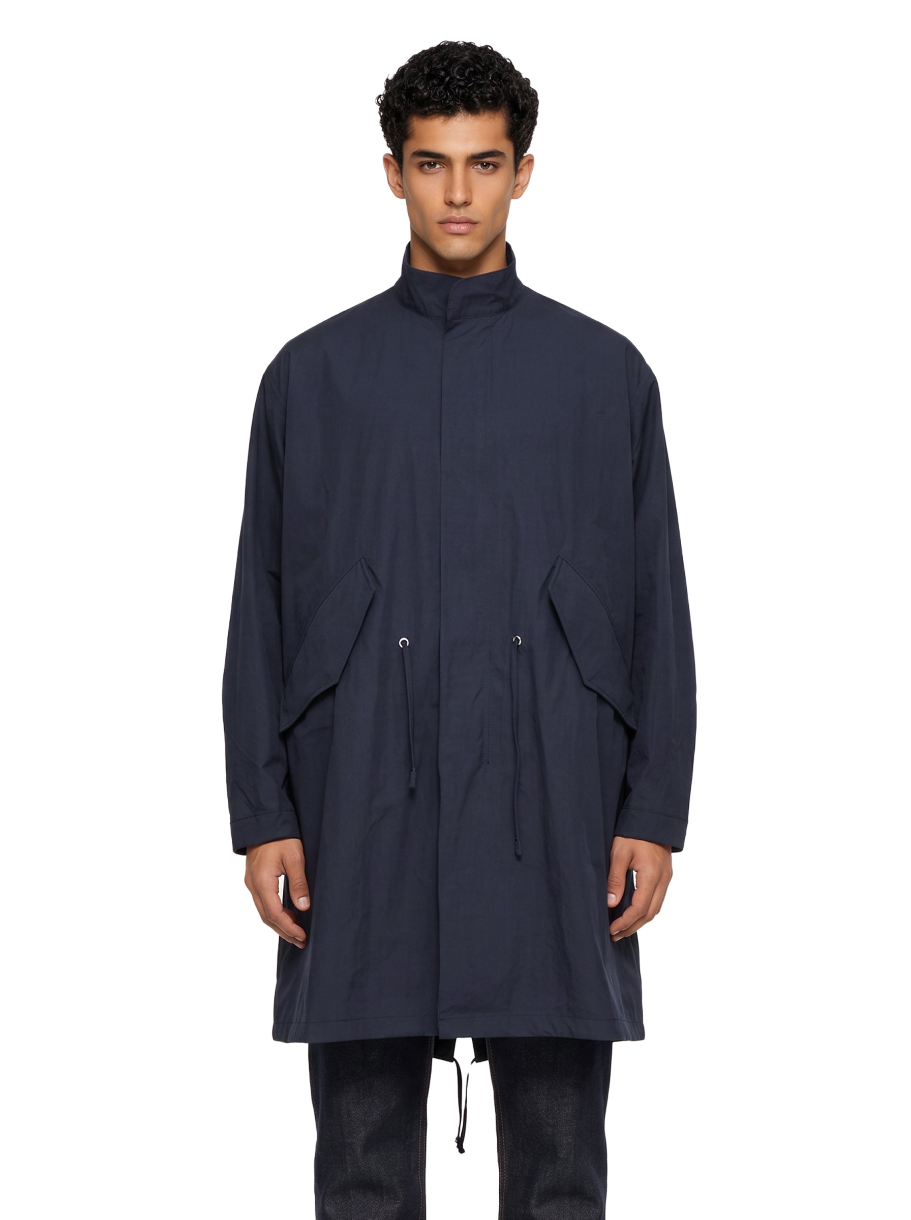 Parka tecnico lungo in blu 