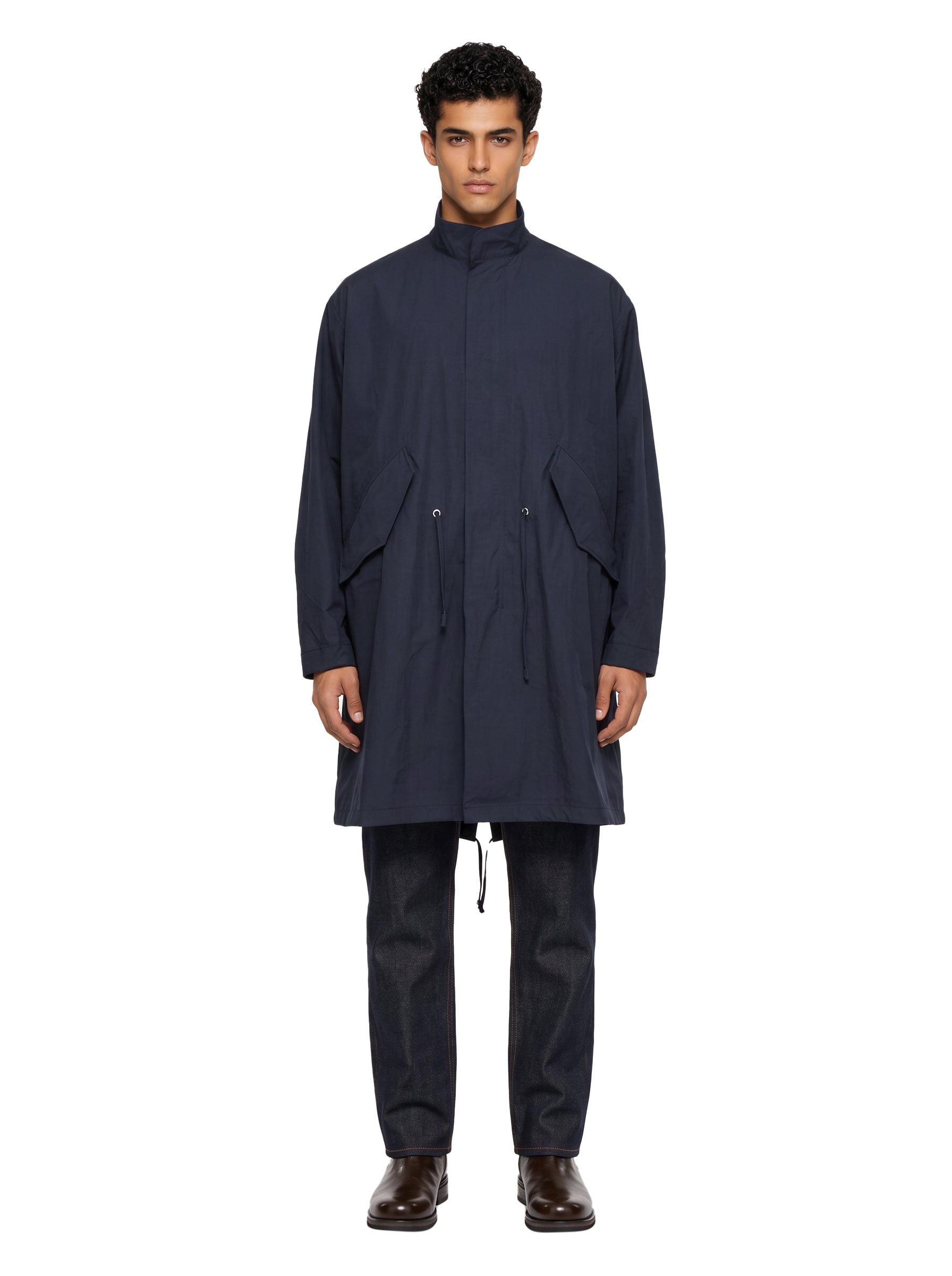 Parka tecnico lungo in blu 