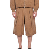 Shorts a gamba larga in beige 