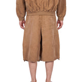 Shorts a gamba larga in beige 
