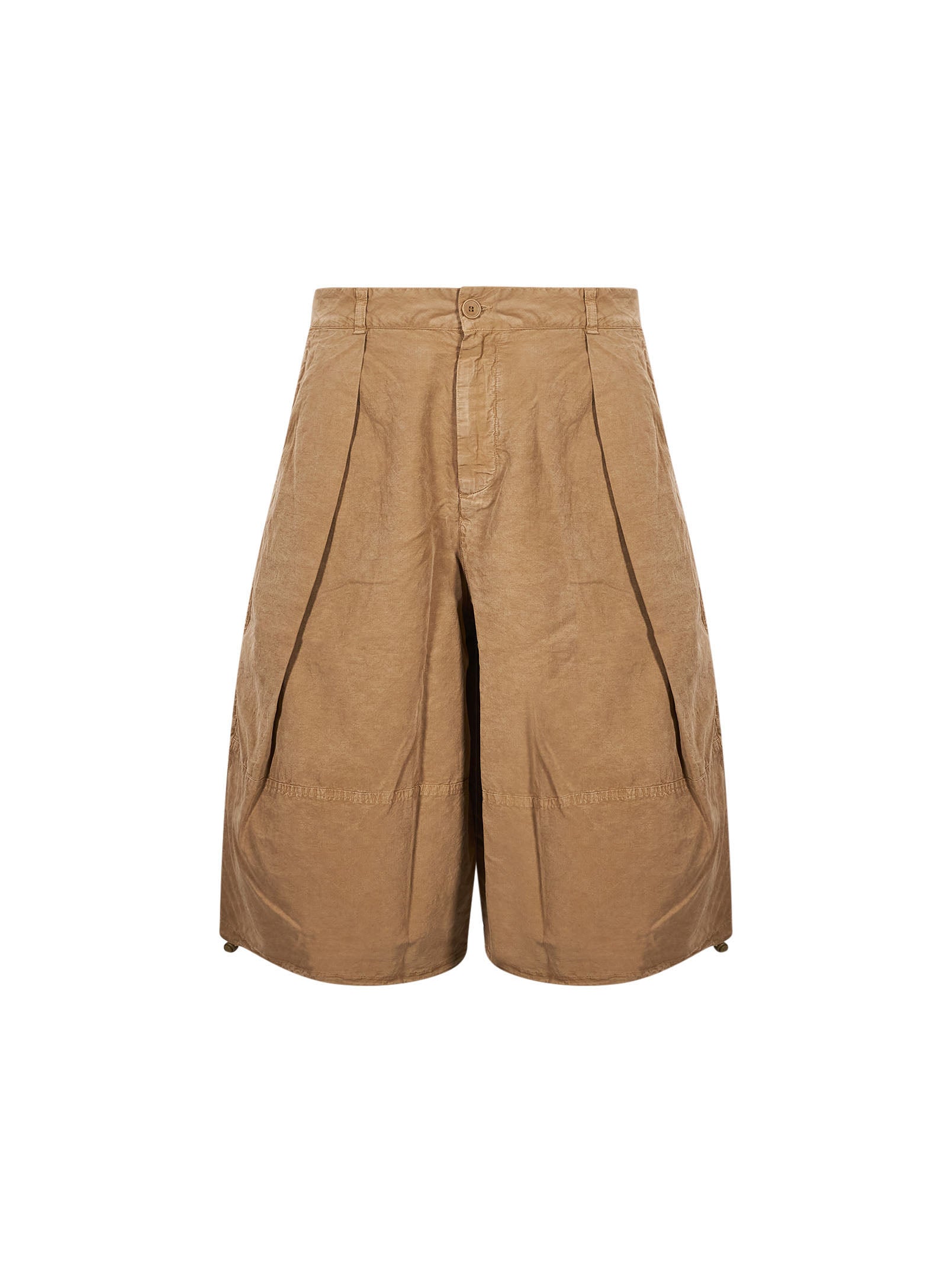 Shorts a gamba larga in beige 