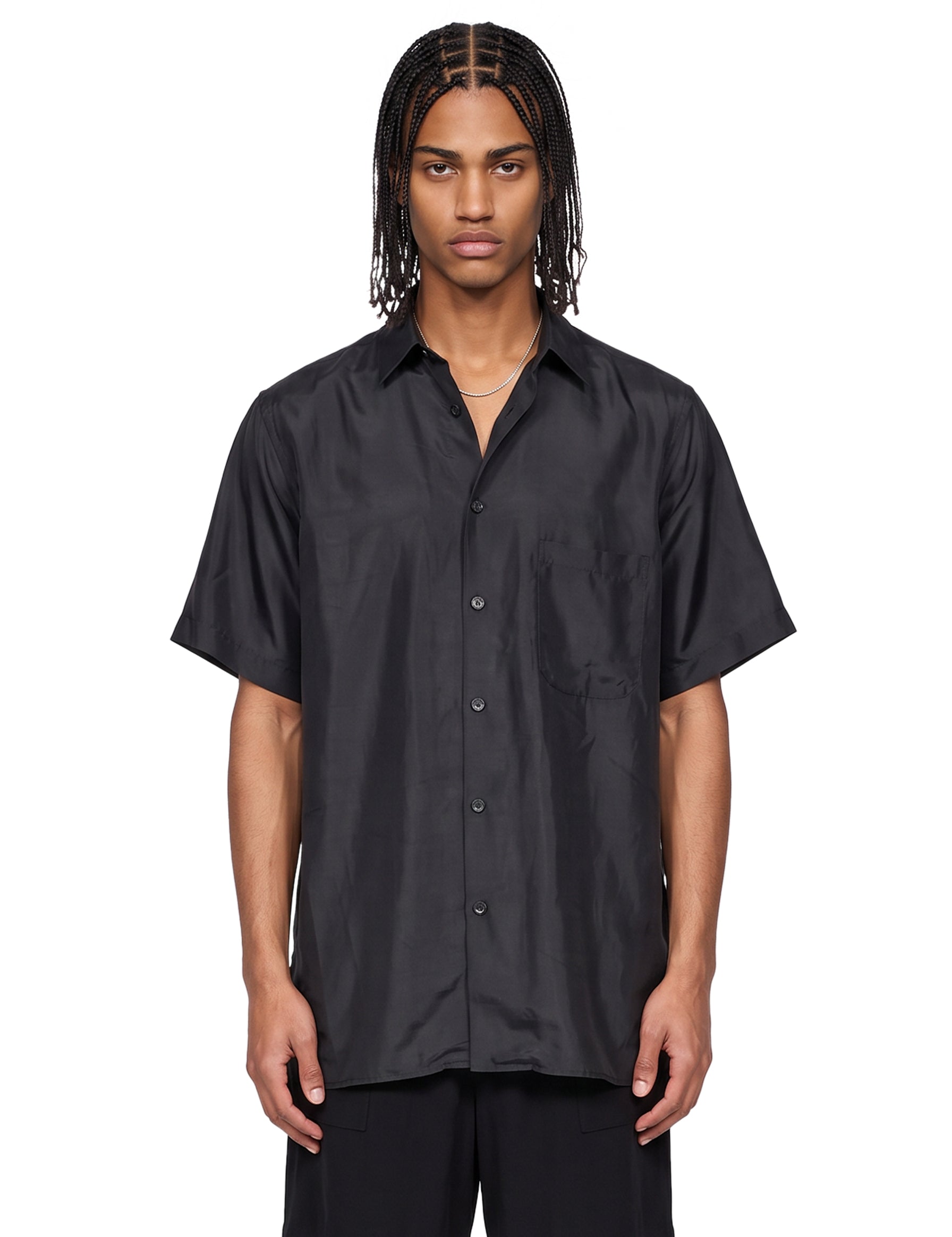 Camicia Big Half Sleeve in cupro nera 