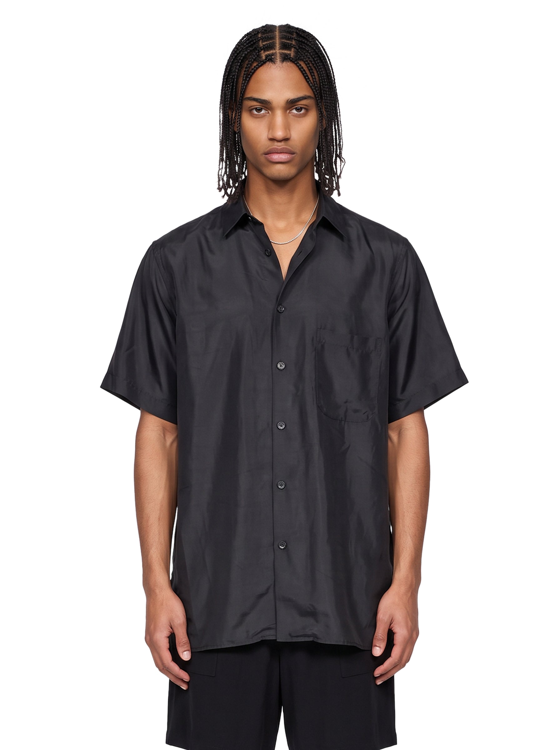 Camicia Big Half Sleeve in cupro nera 