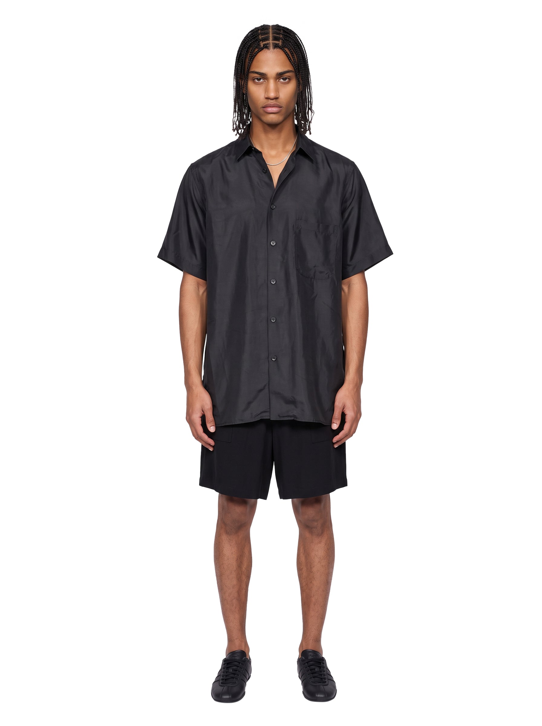 Camicia Big Half Sleeve in cupro nera 