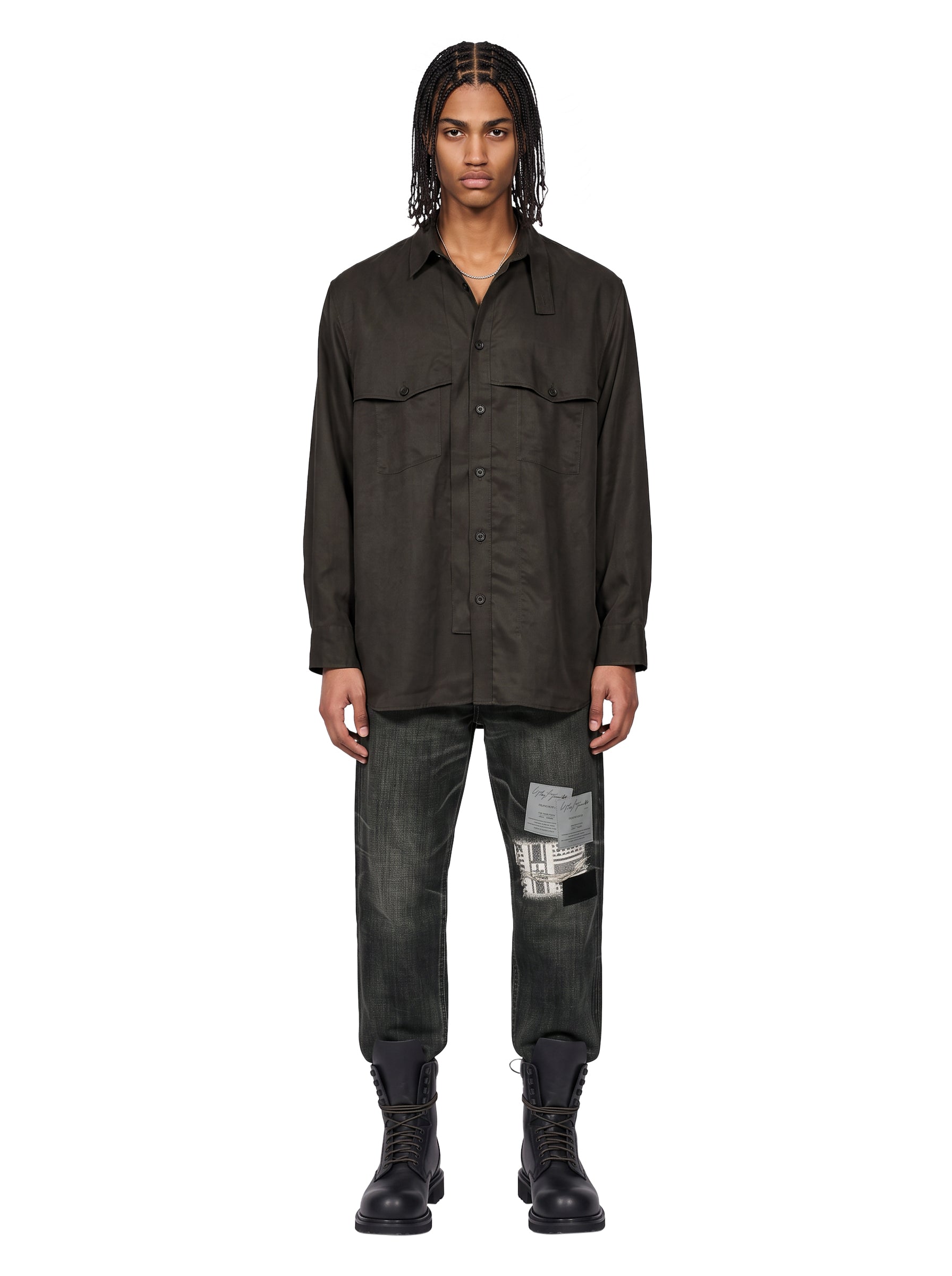 Blusa con taschino al petto in verde 