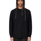 Pullover girocollo con ricamo in nero 
