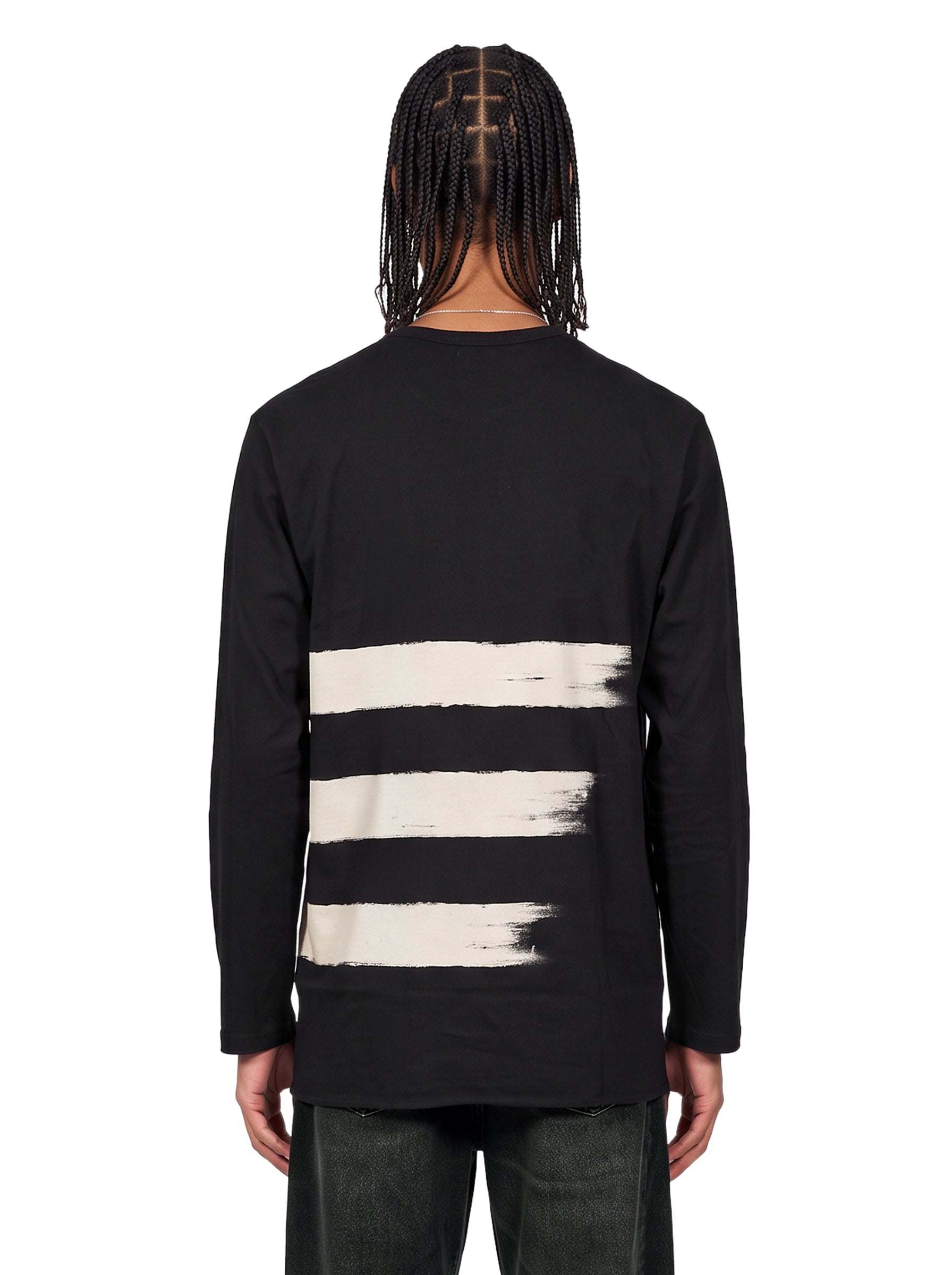 T-shirt girocollo effetto scolorito in nero 