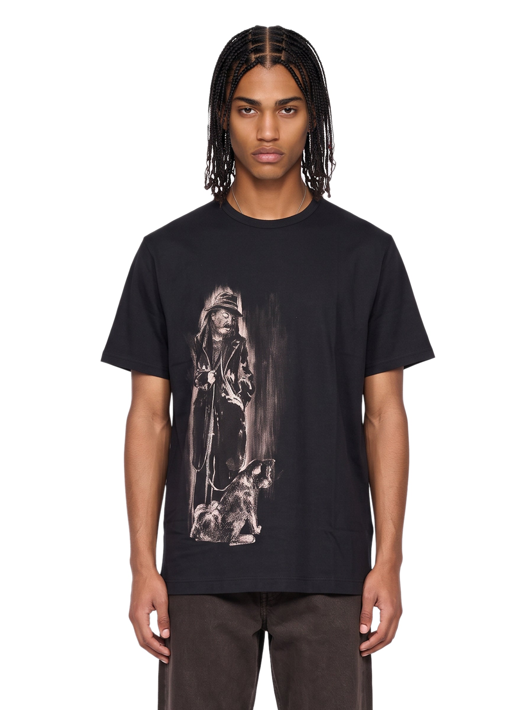T-shirt girocollo stampata in nero 