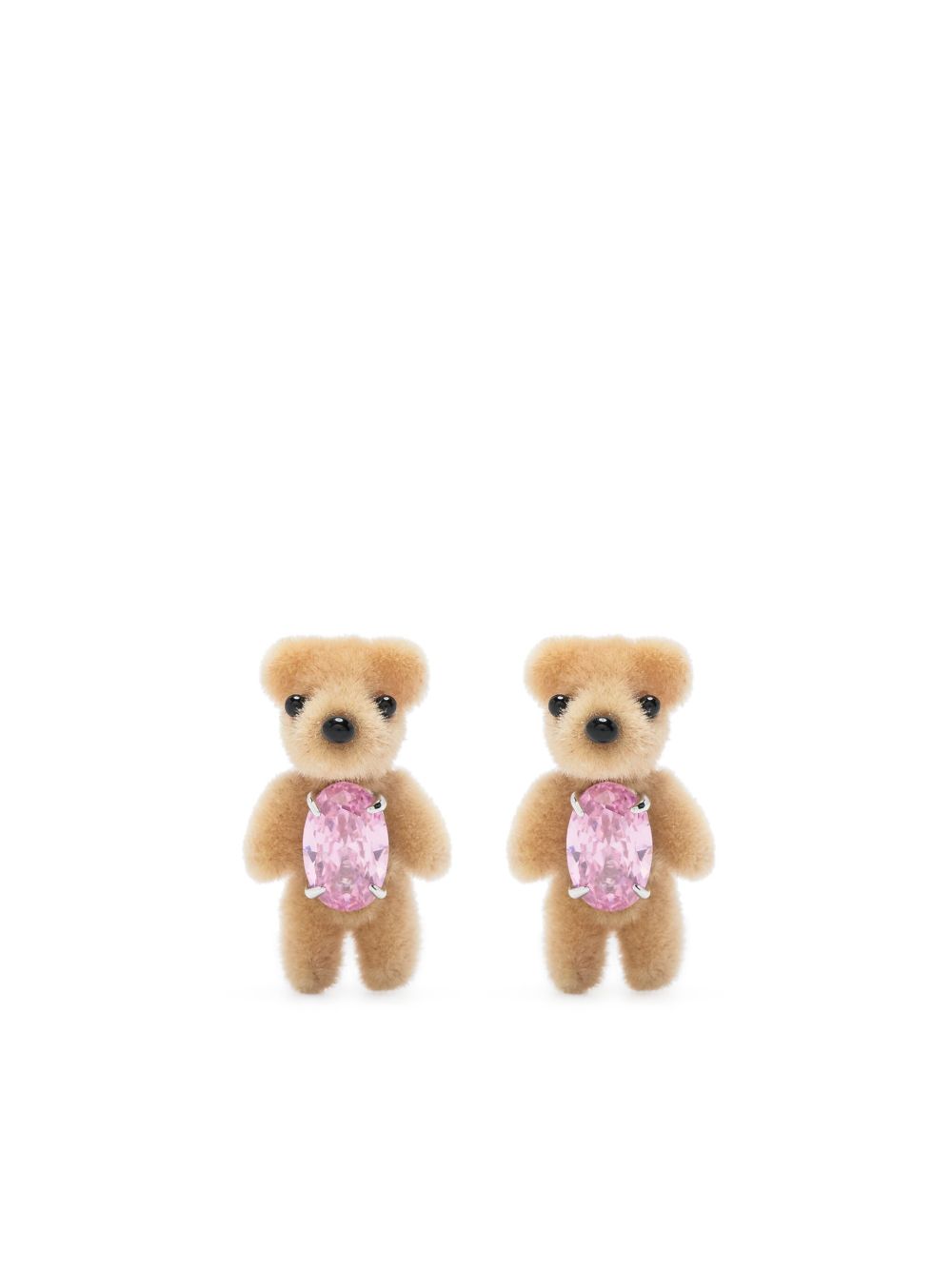 Orecchini a forma di orsachiotto in beige e rosa 