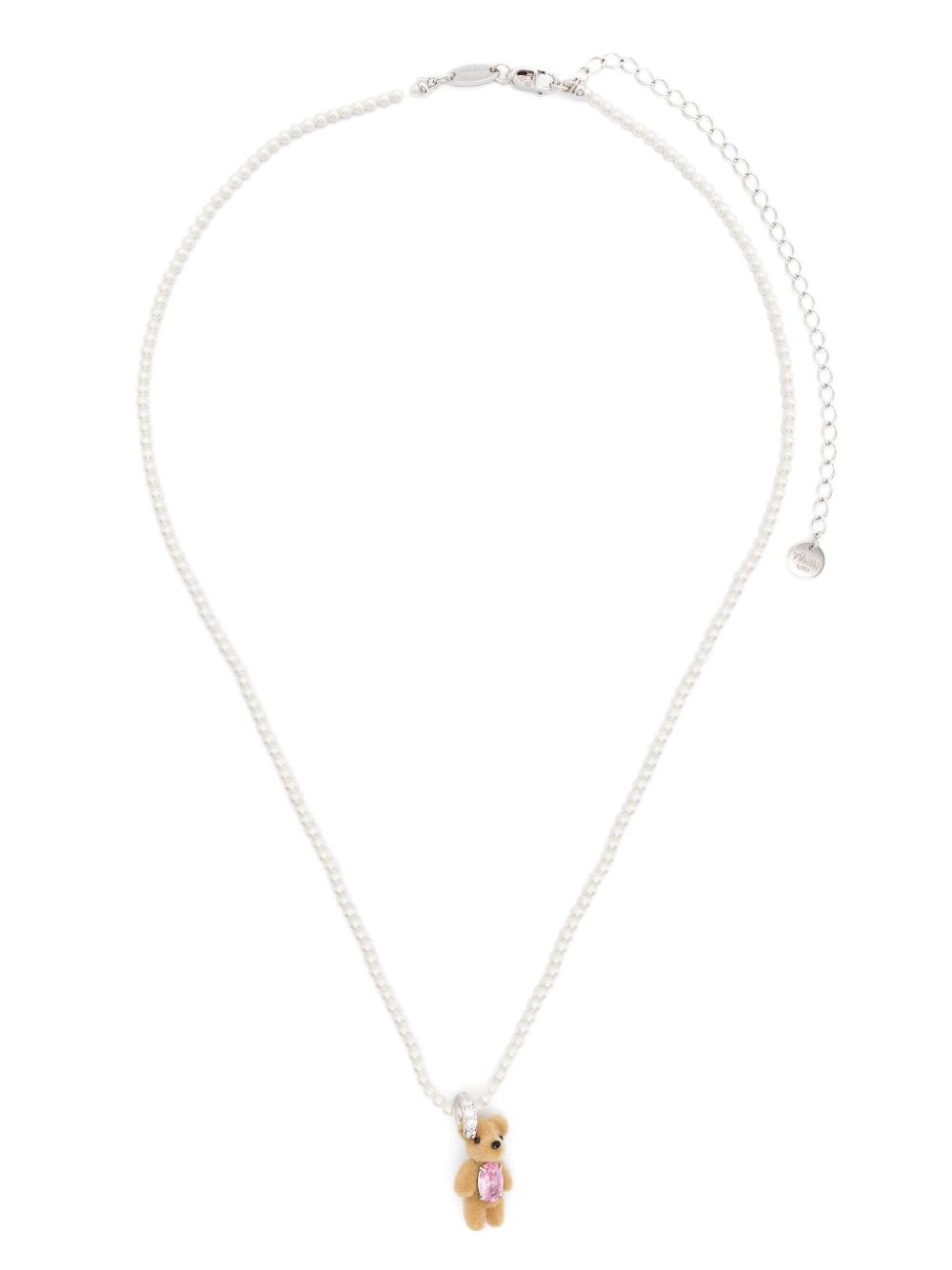 Collana con ciondolo orsachiotto in beige e rosa 