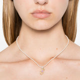 Collana con ciondolo orsachiotto in beige e rosa 