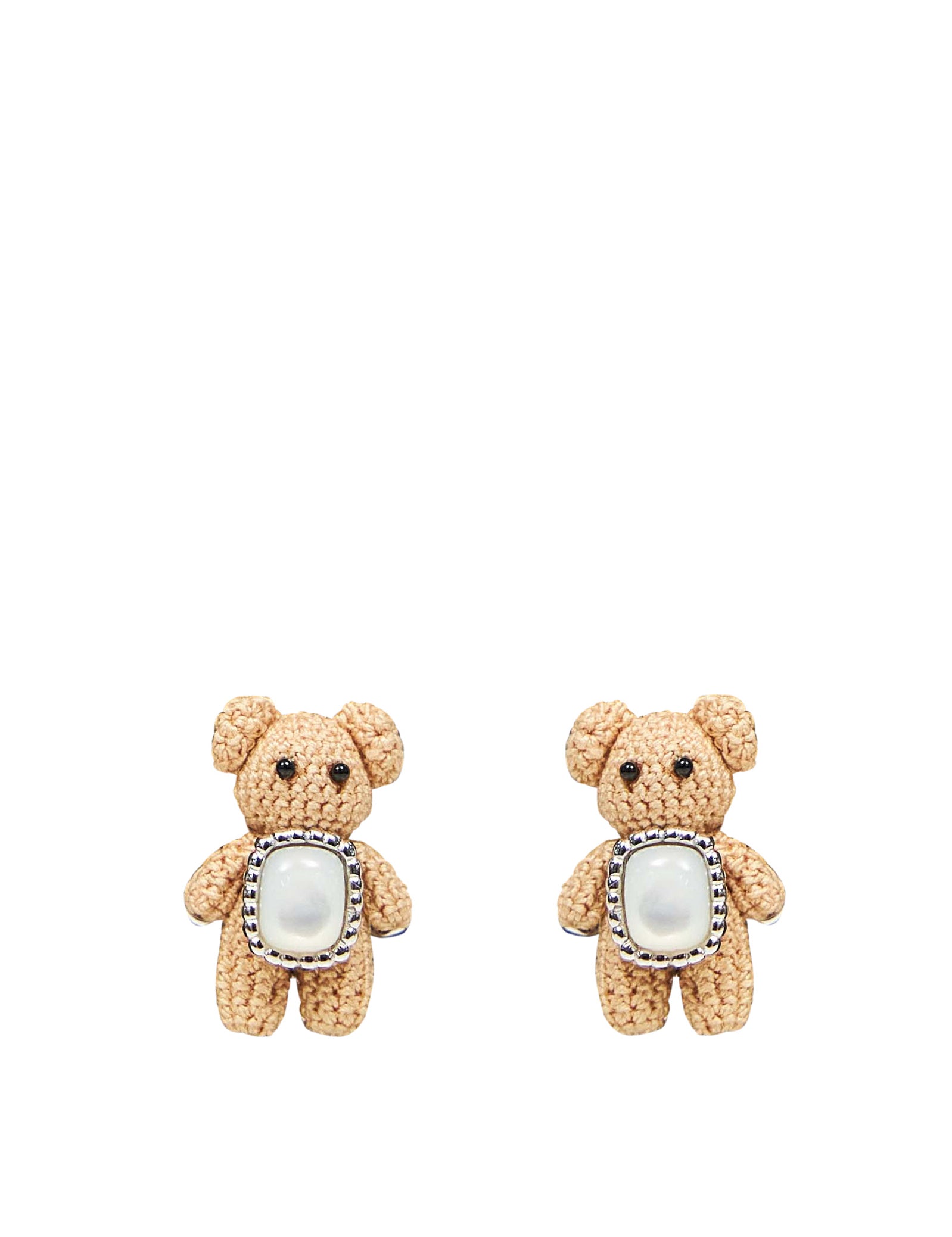 Orecchini Bear con perle in beige 