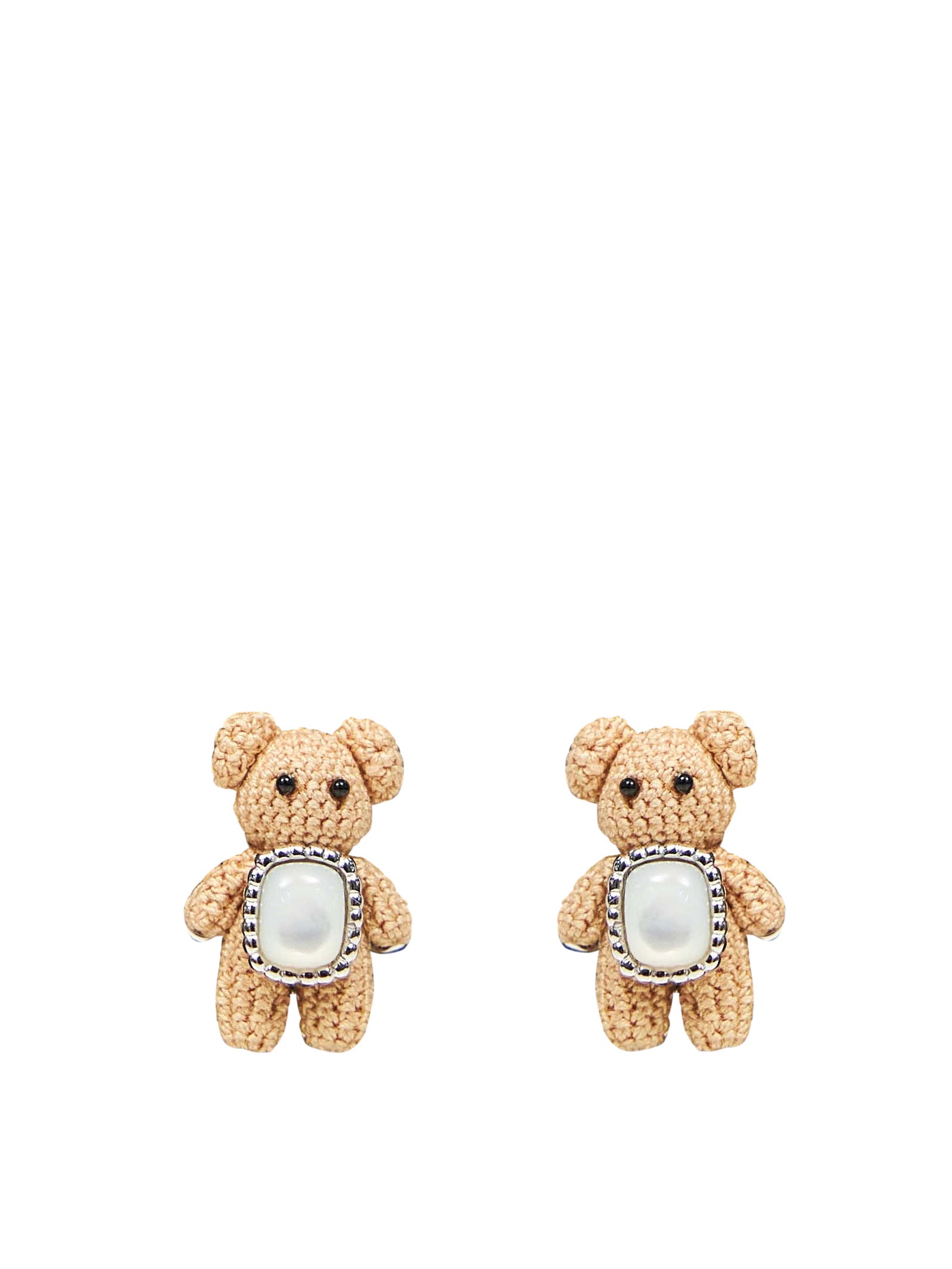 Orecchini Bear con perle in beige 