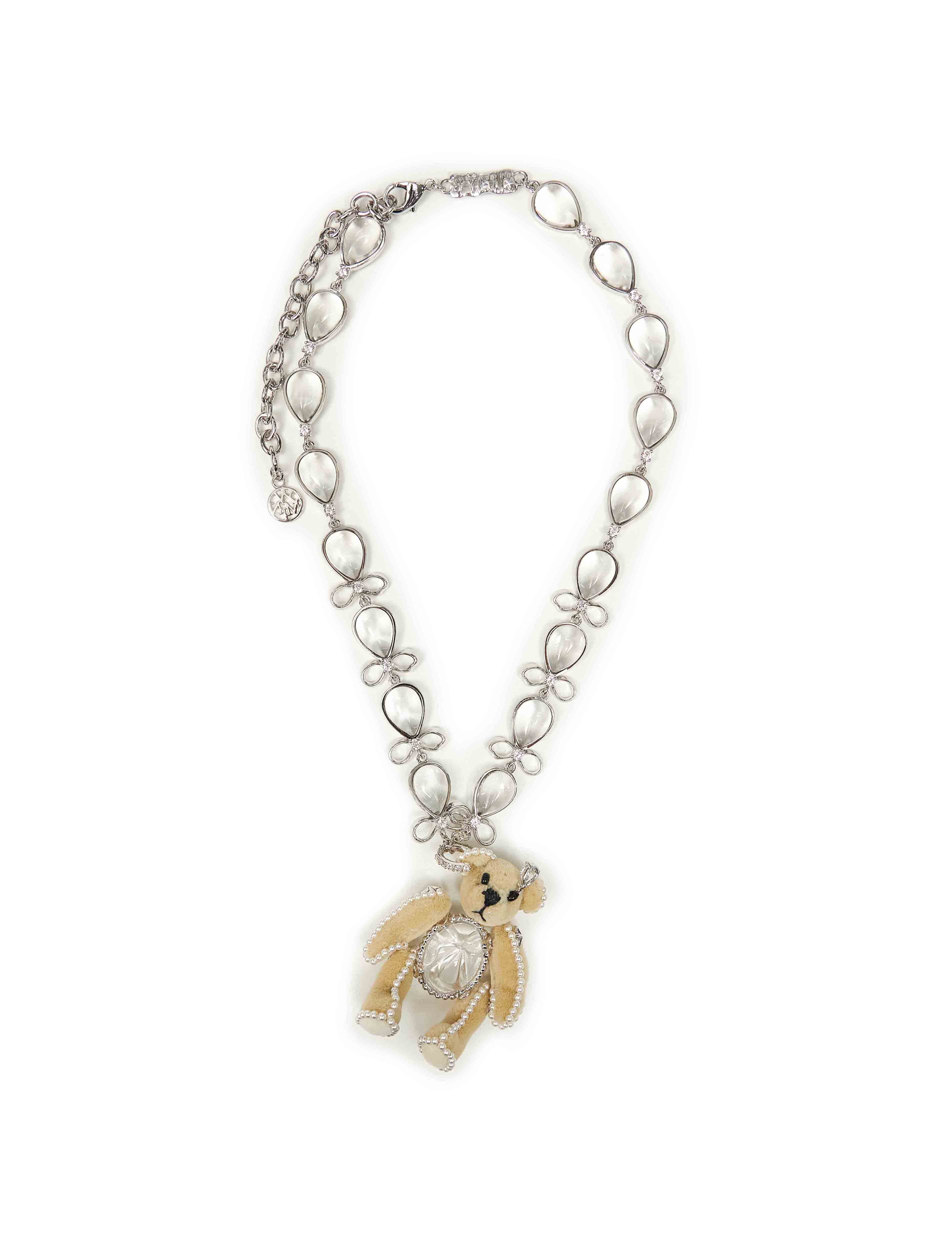Collana con ciondolo e cristalli Crying Bear color argento 