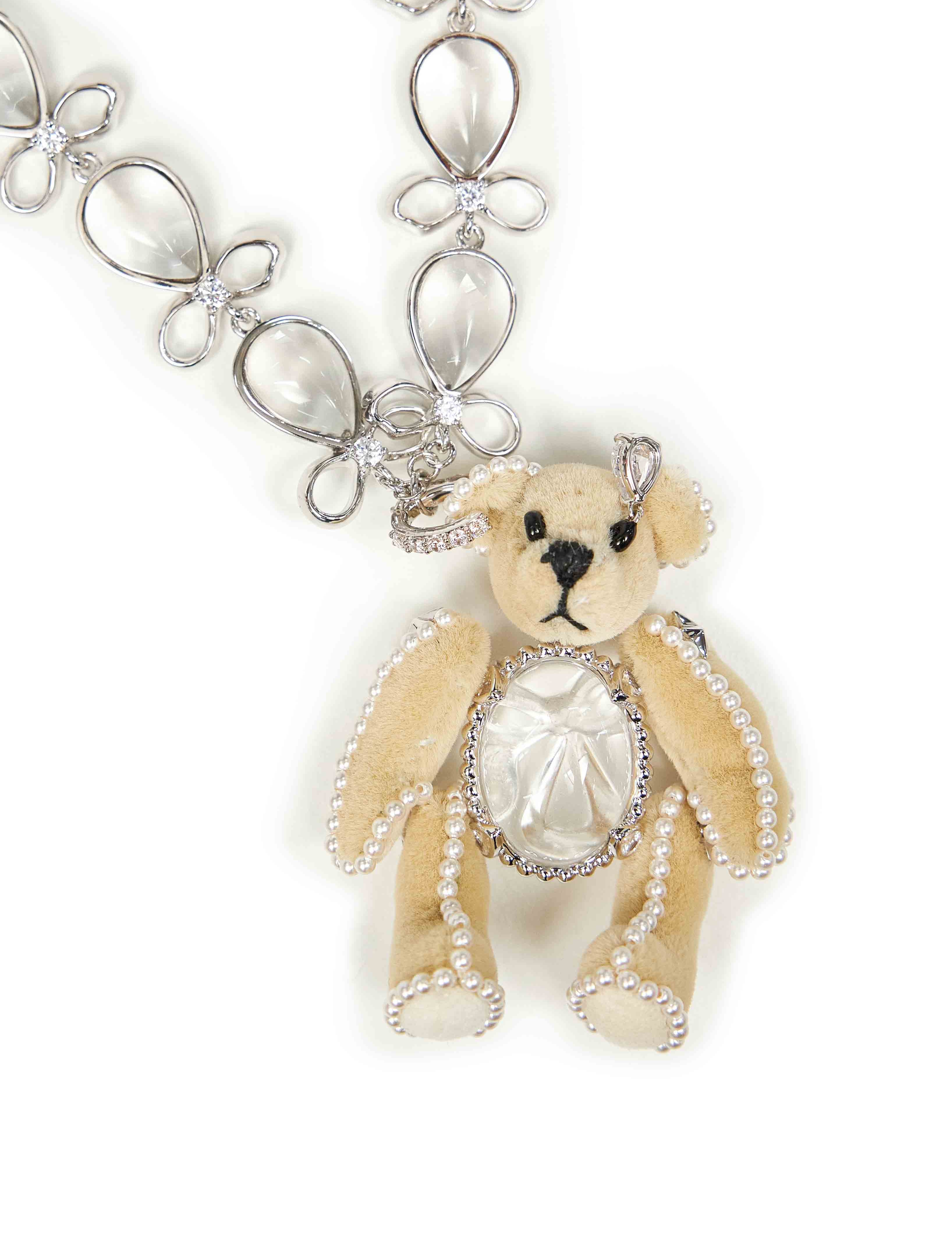 Collana con ciondolo e cristalli Crying Bear color argento 