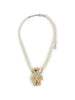 Collana con perle Bear con ciondolo in bianco e beige