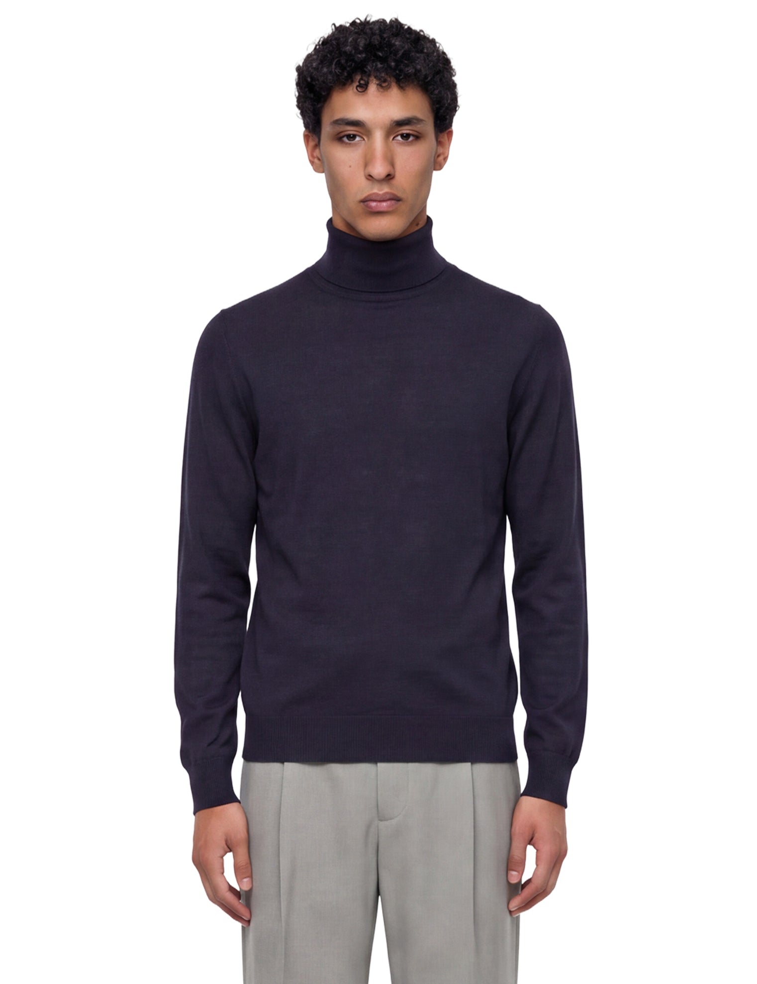 Maglione Cashseta a collo alto in blu 