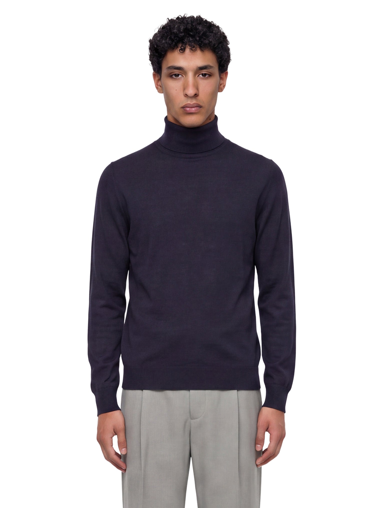 Maglione Cashseta a collo alto in blu 