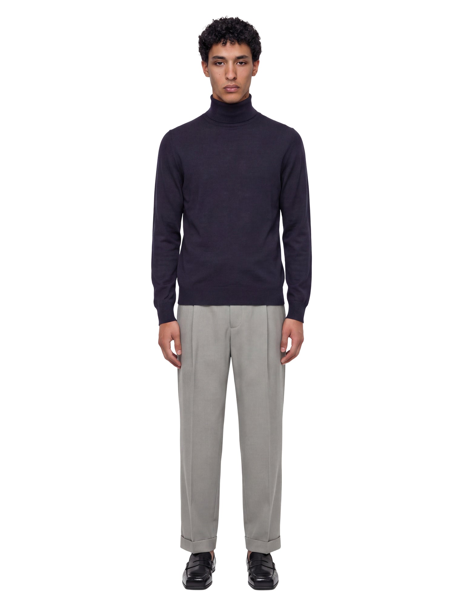 Maglione Cashseta a collo alto in blu 