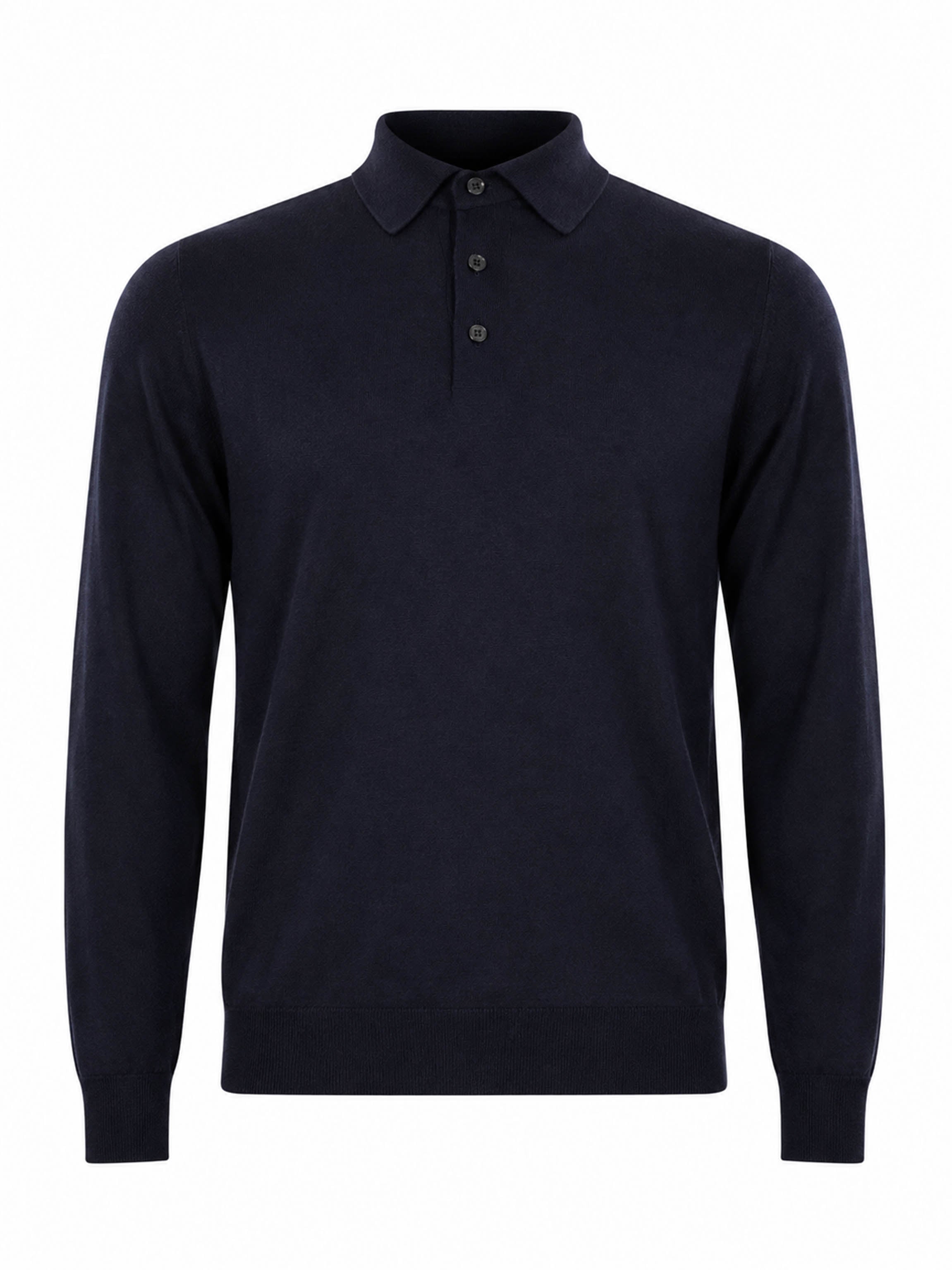 Polo Cashseta a maniche lunghe in blu 