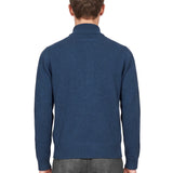 Maglione con colletto a polo in lana e cashmere in blu 