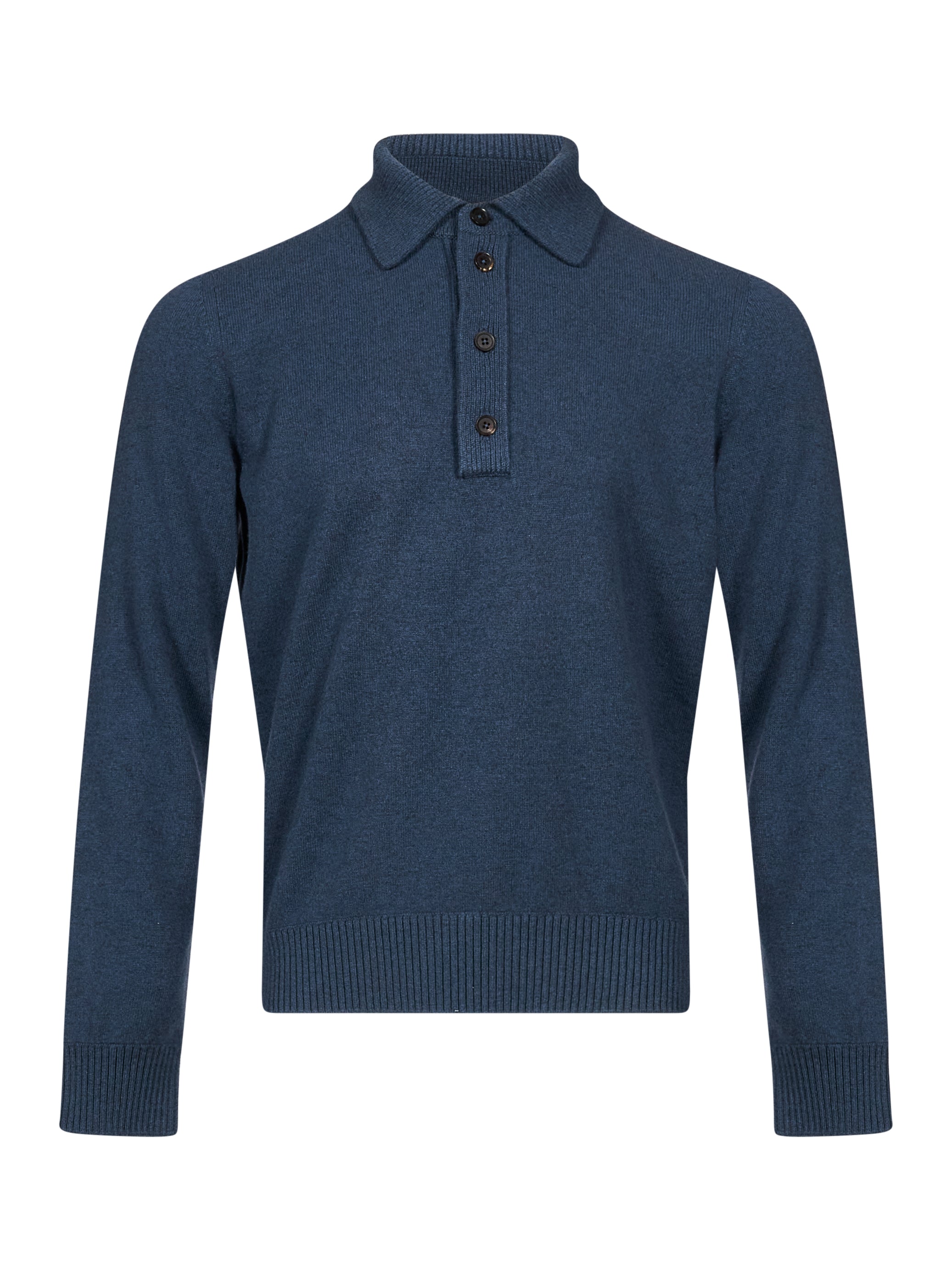 Maglione con colletto a polo in lana e cashmere in blu 