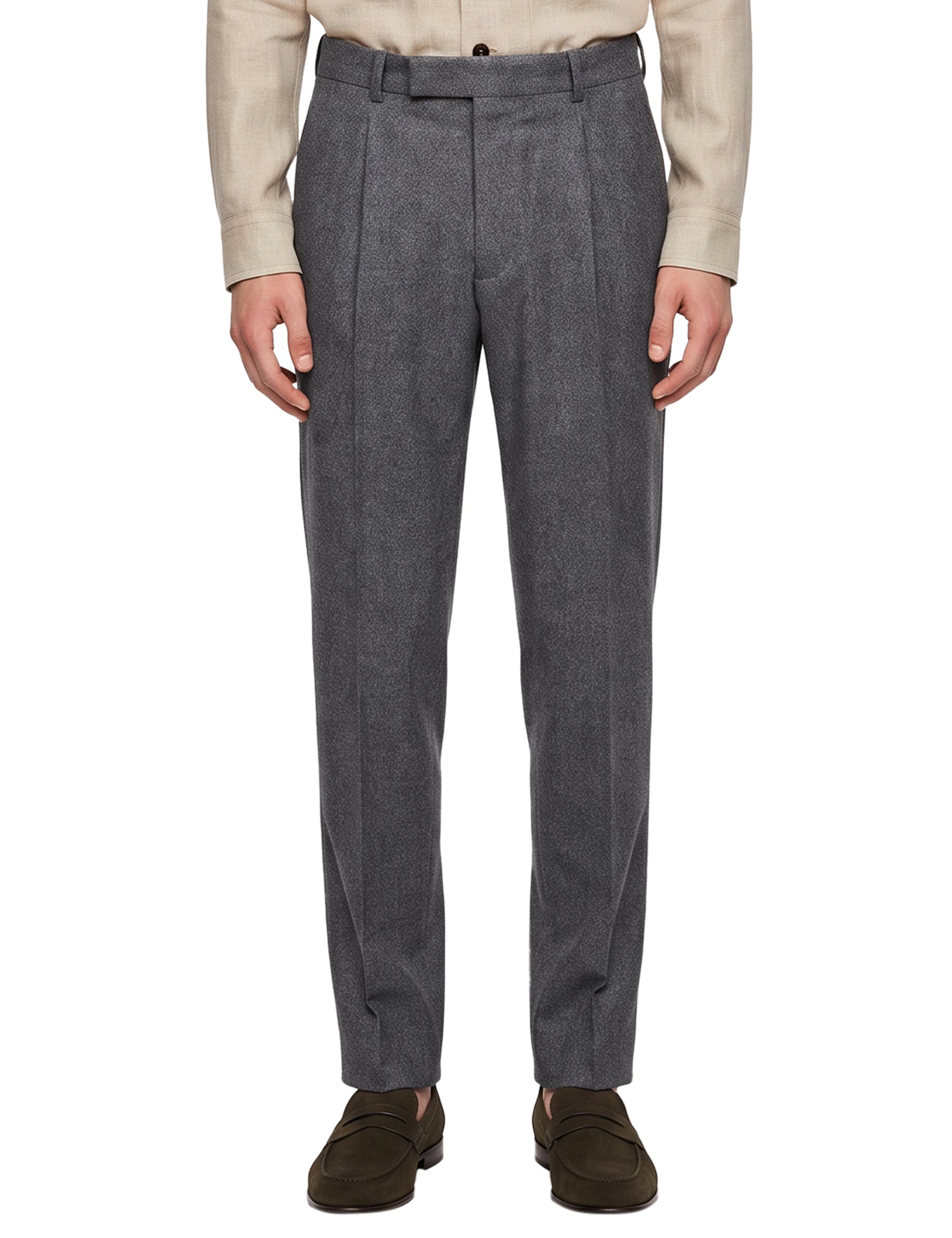 Pantaloni in lana a gamba dritta in grigio 