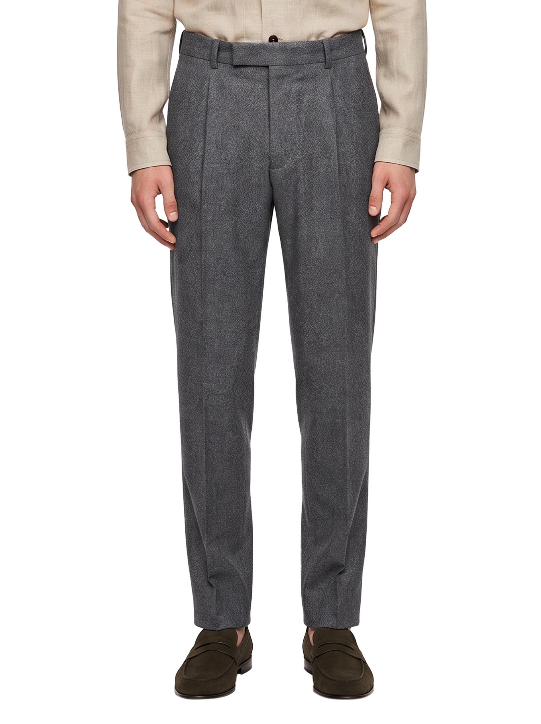 Pantaloni in lana a gamba dritta in grigio 