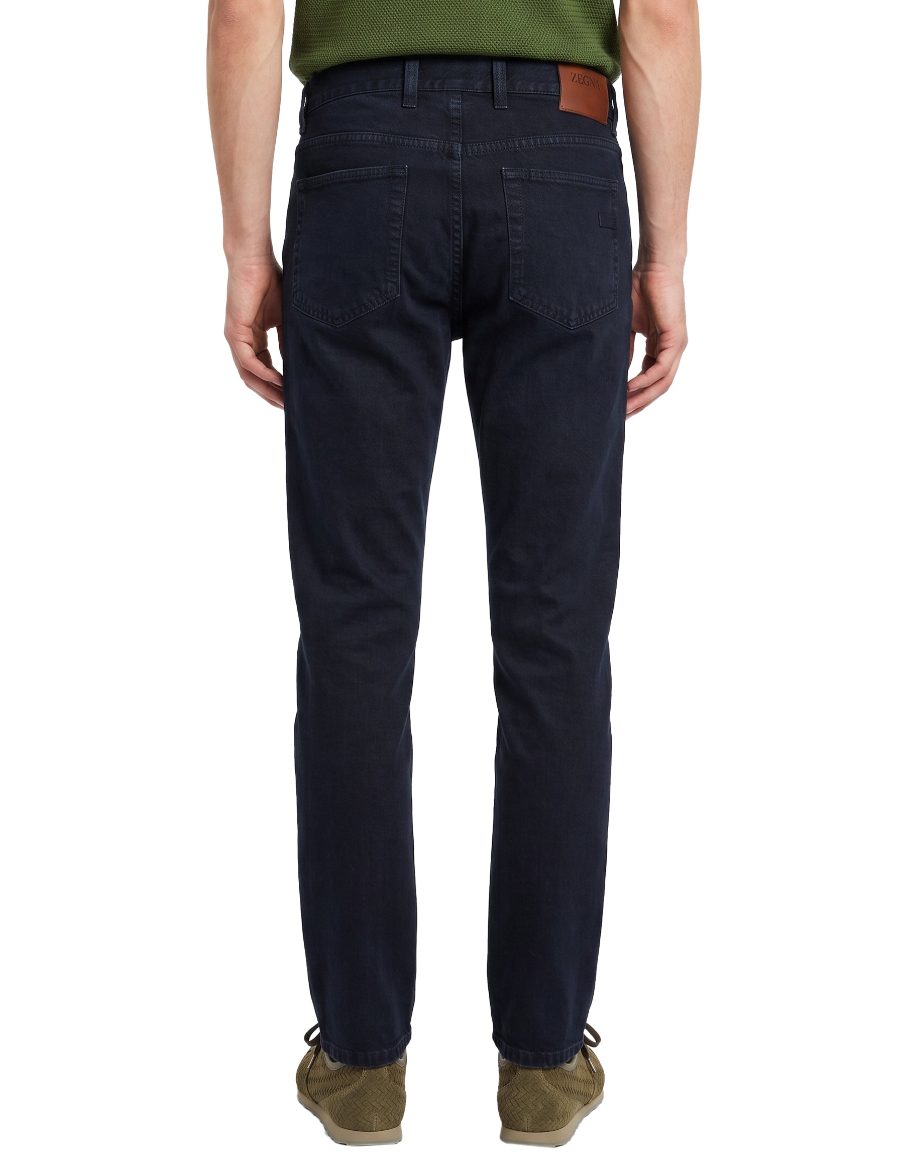 Pantaloni in cotone a gamba dritta in blu 