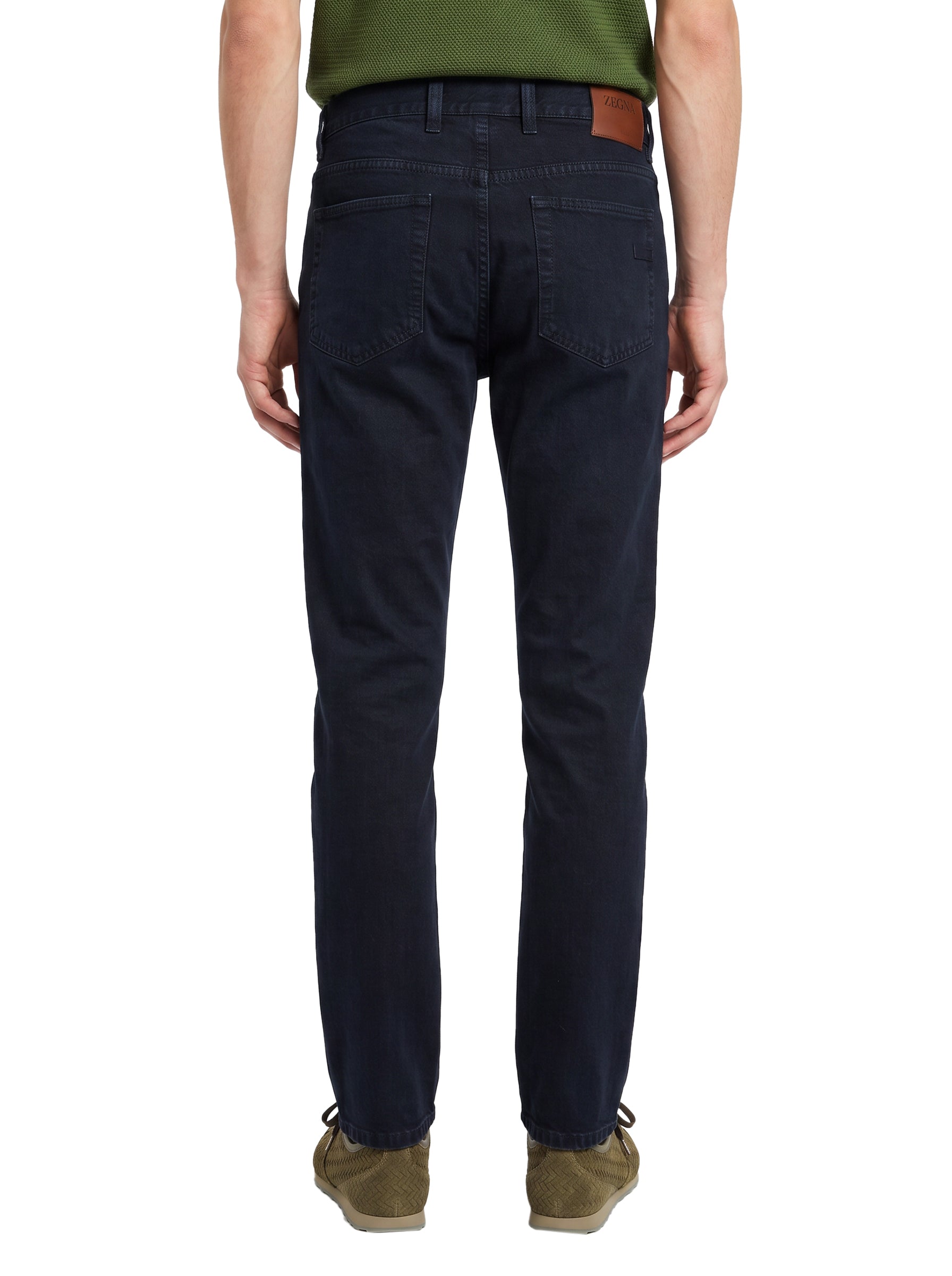 Pantaloni in cotone a gamba dritta in blu 