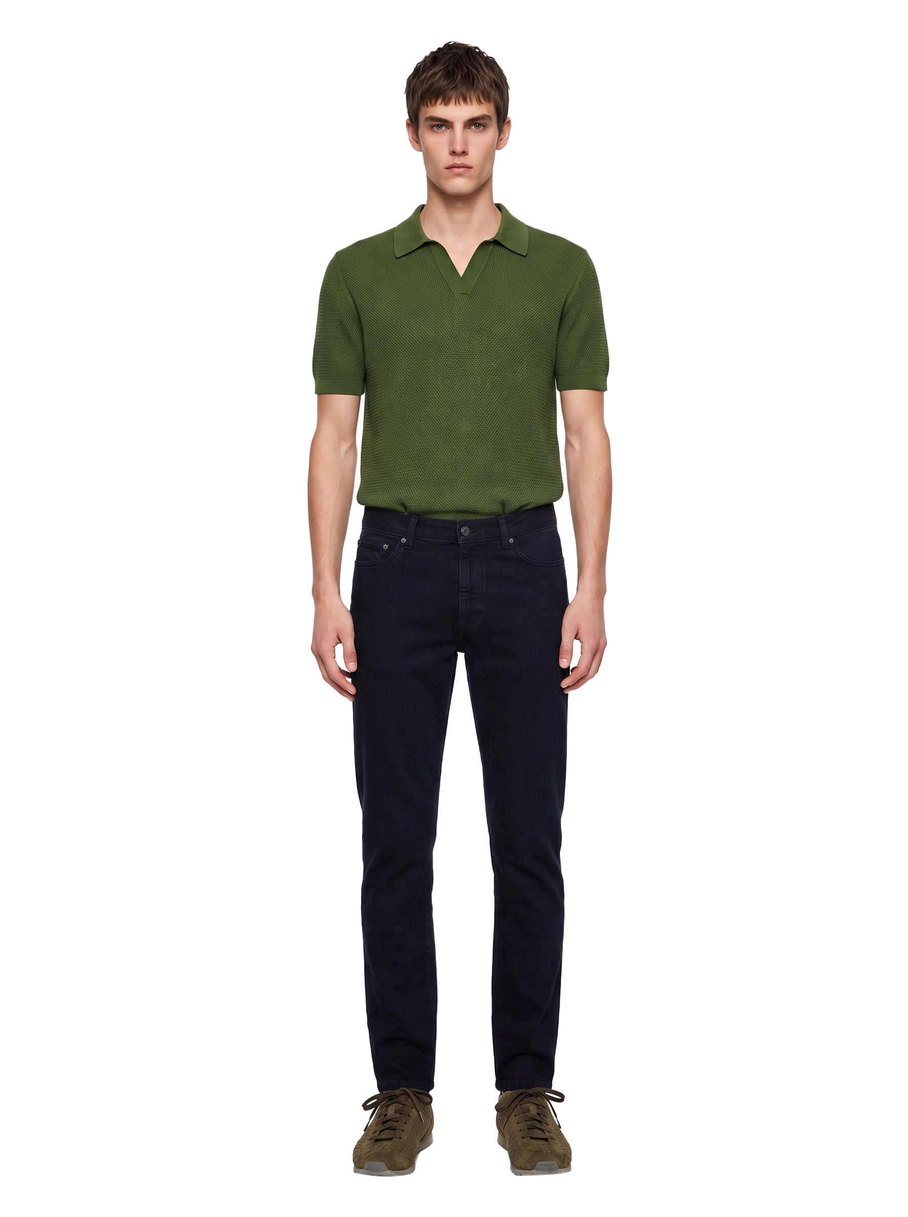 Pantaloni in cotone a gamba dritta in blu 