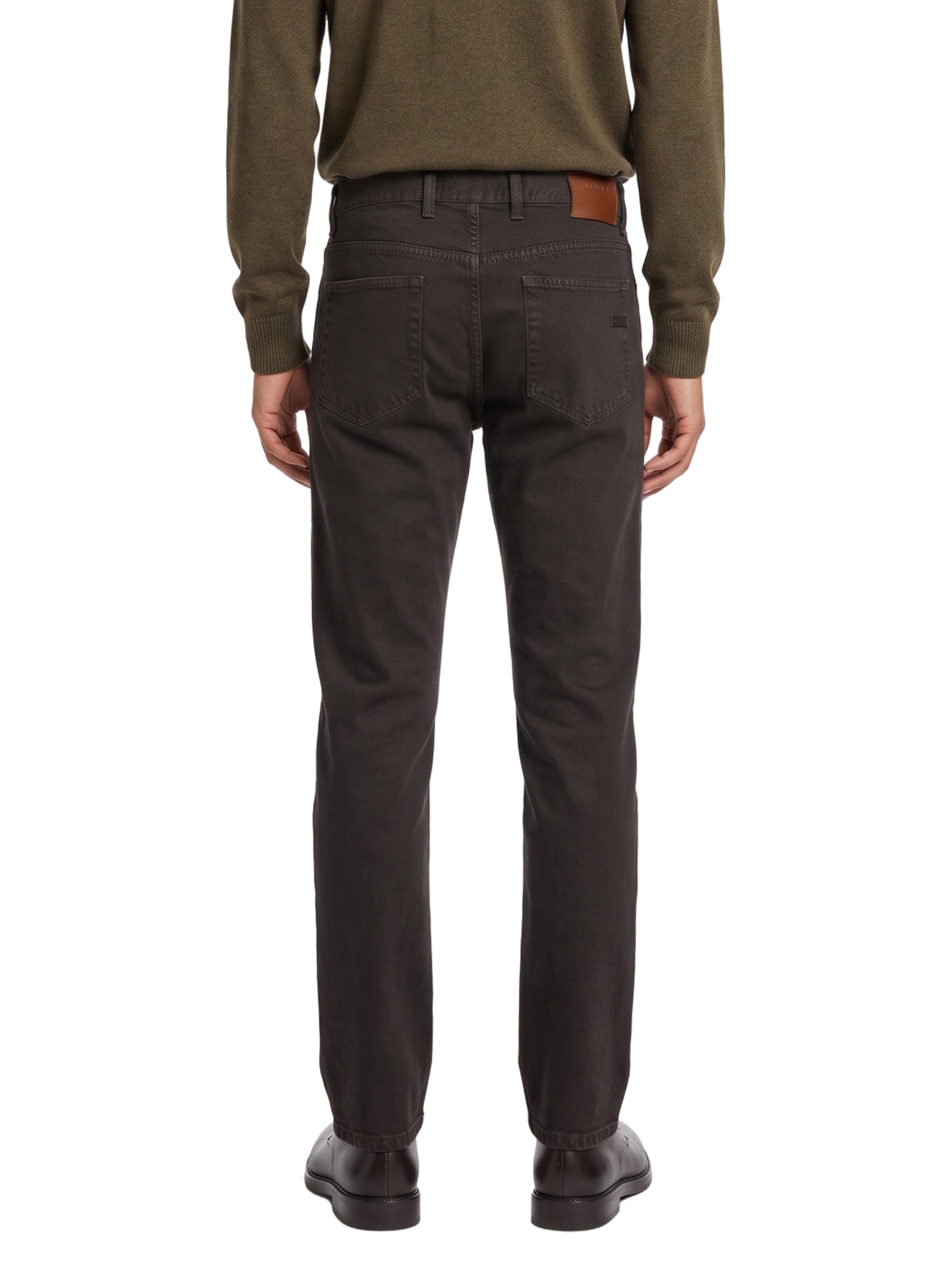 Jeans a gamba dritta in marrone 