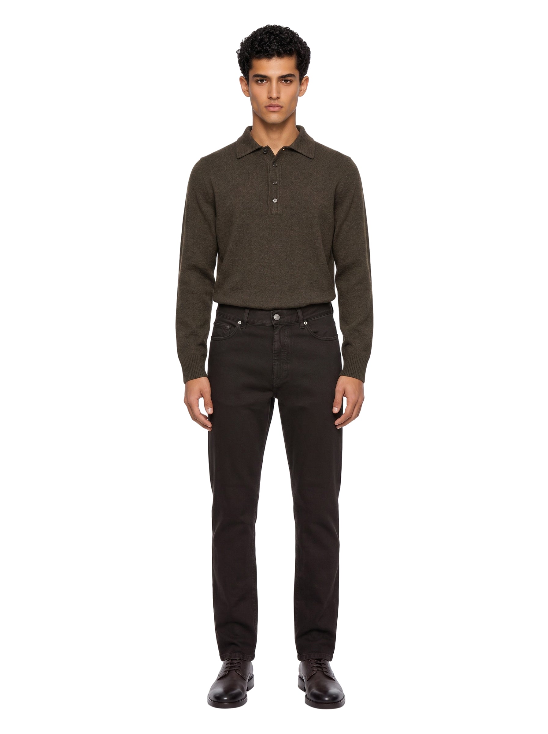 Jeans a gamba dritta in marrone 