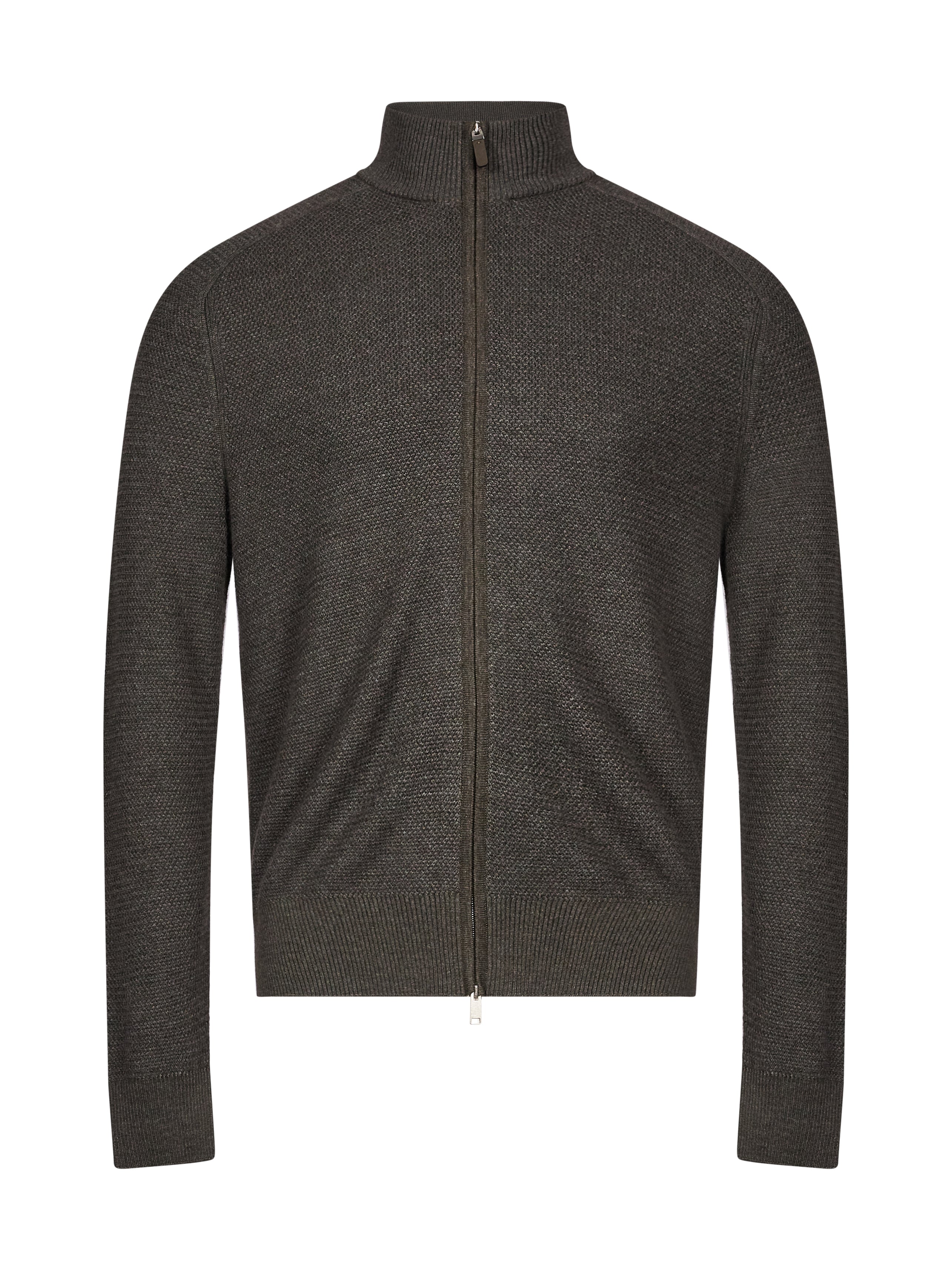 Cardigan a colo alto con zip in verde 