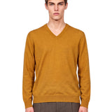 Maglione con scollo a V oasi in giallo 