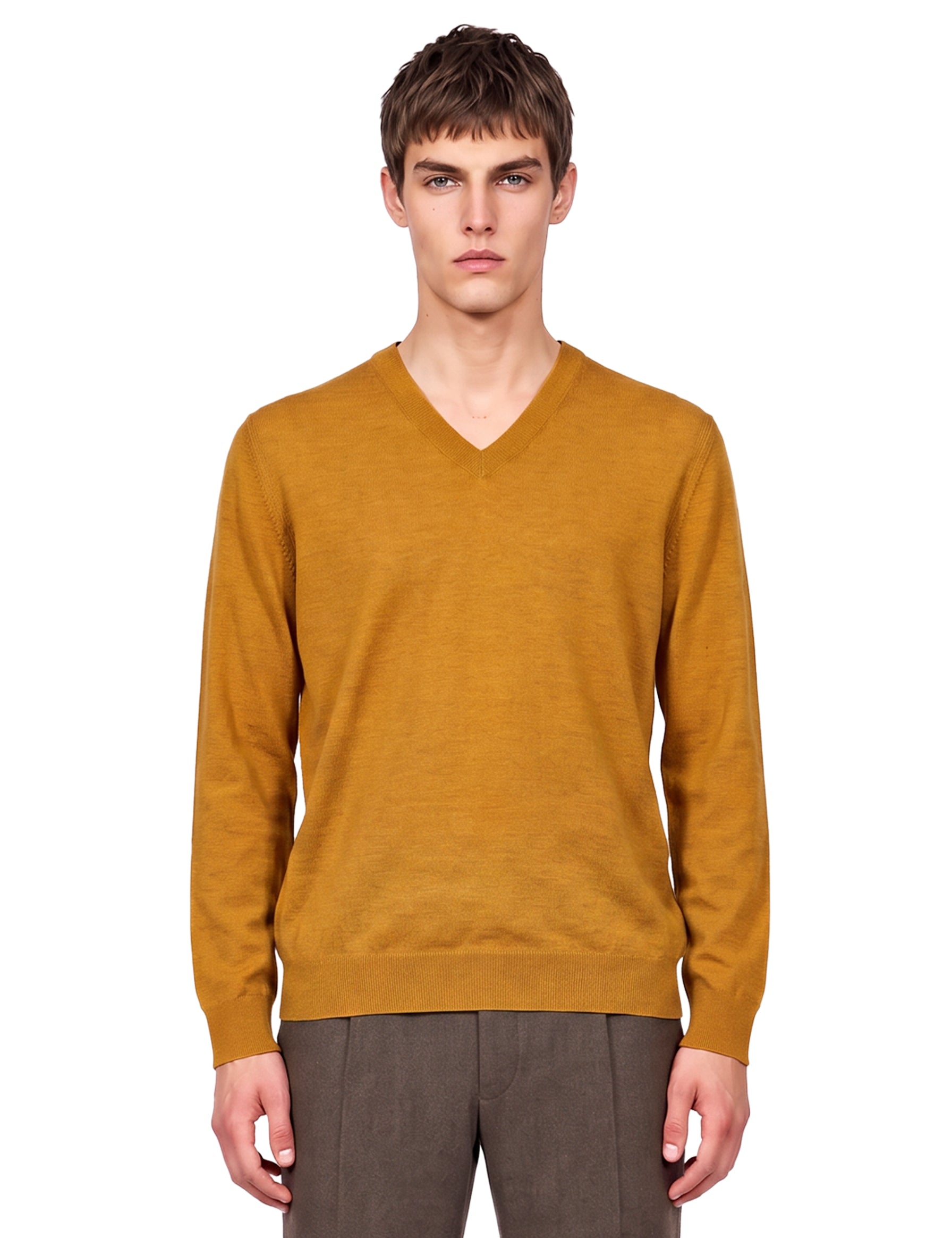 Maglione con scollo a V oasi in giallo 