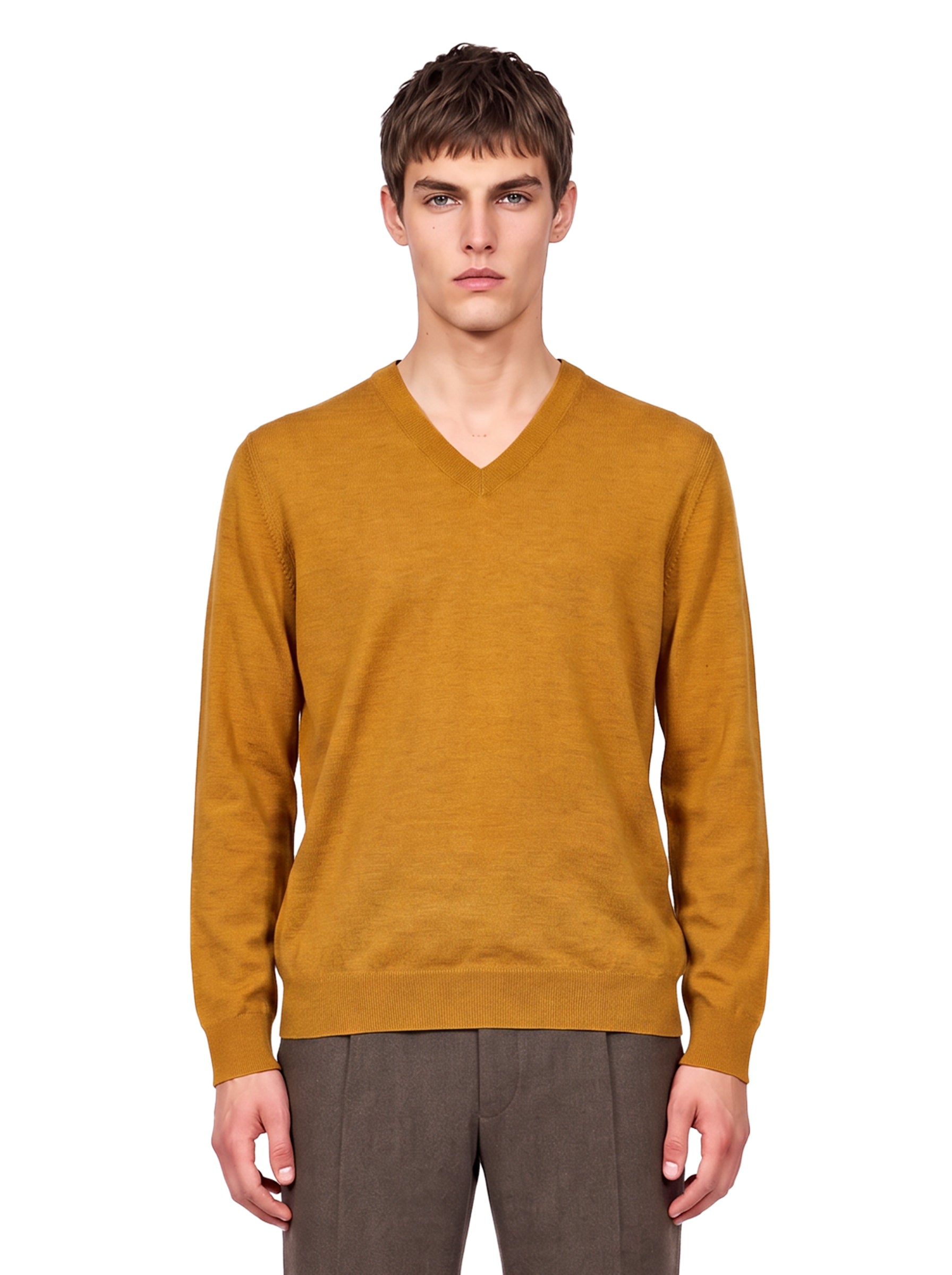 Maglione con scollo a V oasi in giallo 
