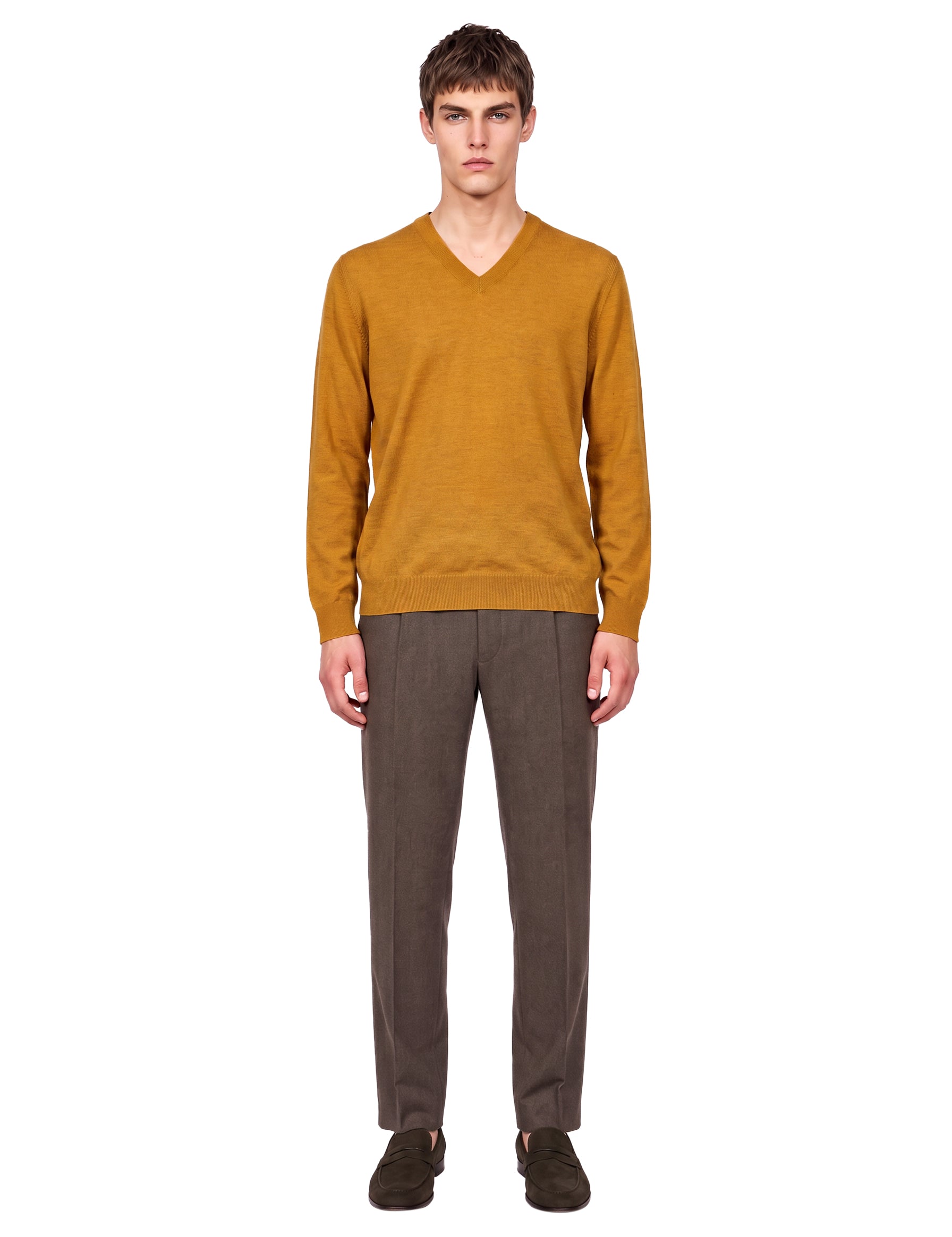 Maglione con scollo a V oasi in giallo 