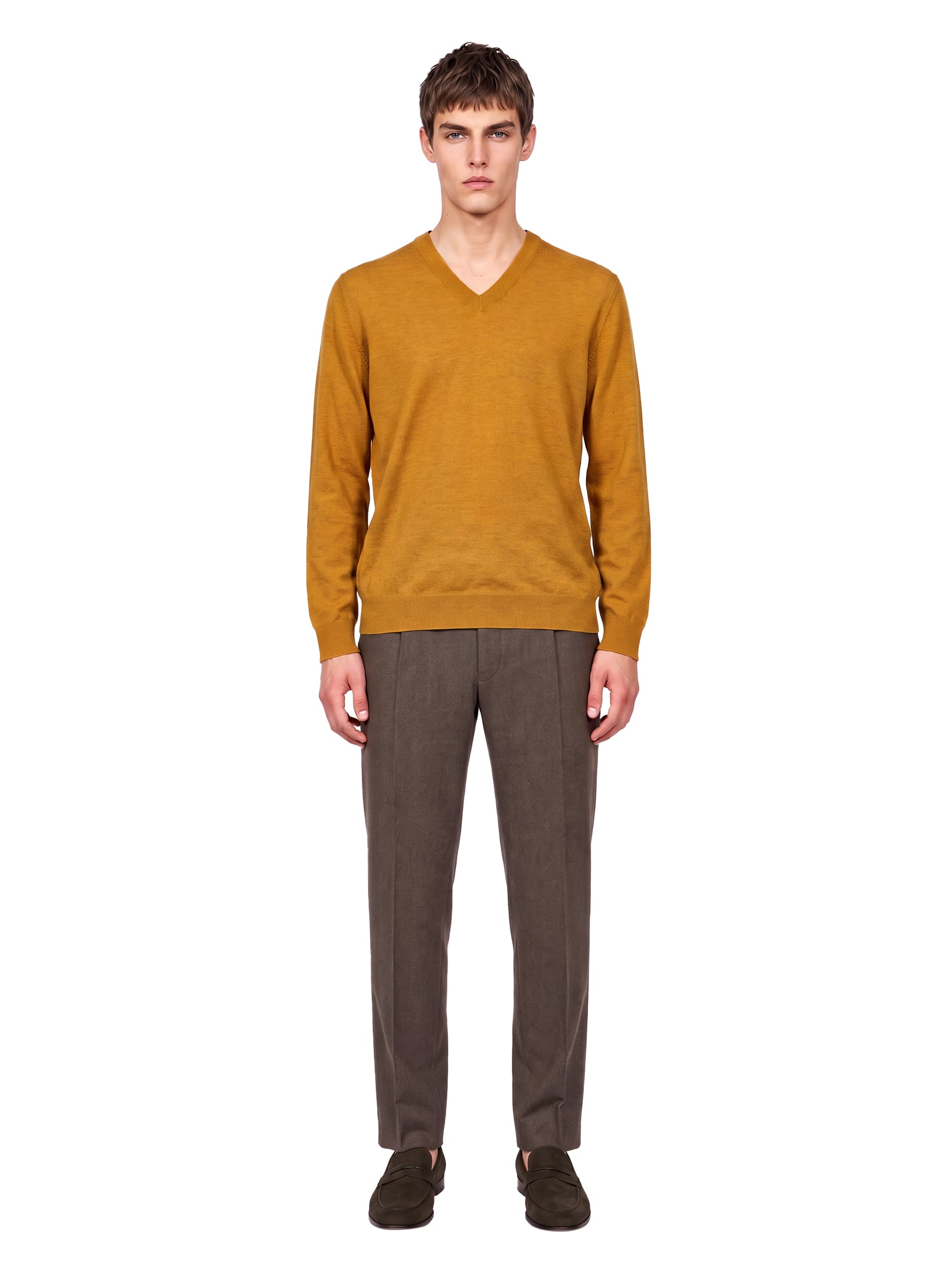 Maglione con scollo a V oasi in giallo 