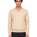 Maglione con scollo a V Oasi in beige 