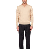 Maglione con scollo a V Oasi in beige 